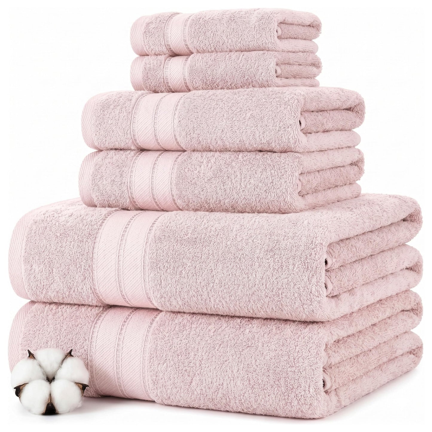 Modern Threads Spun Loft 6-Piece 100% Combed Cotton Set-Bath, Hand Towels, & Washcloths Super Absorbent & Quick Dry-600 GSM-Soft & Plush