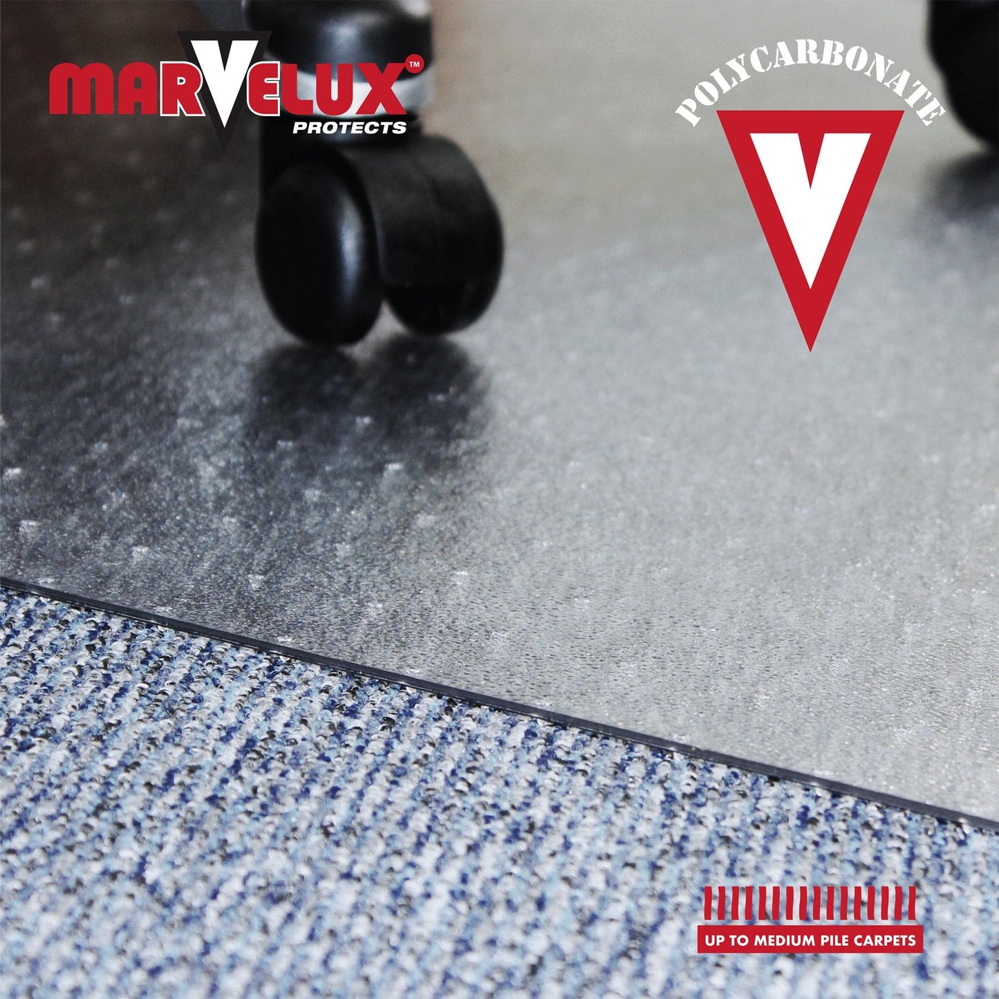 Marvelux 120 x 150cm (47" x 60") Large Heavy Duty Premium Polycarbonate Rectangular Office Chair Mat for Low, Standard and Medium Pile Carpets,