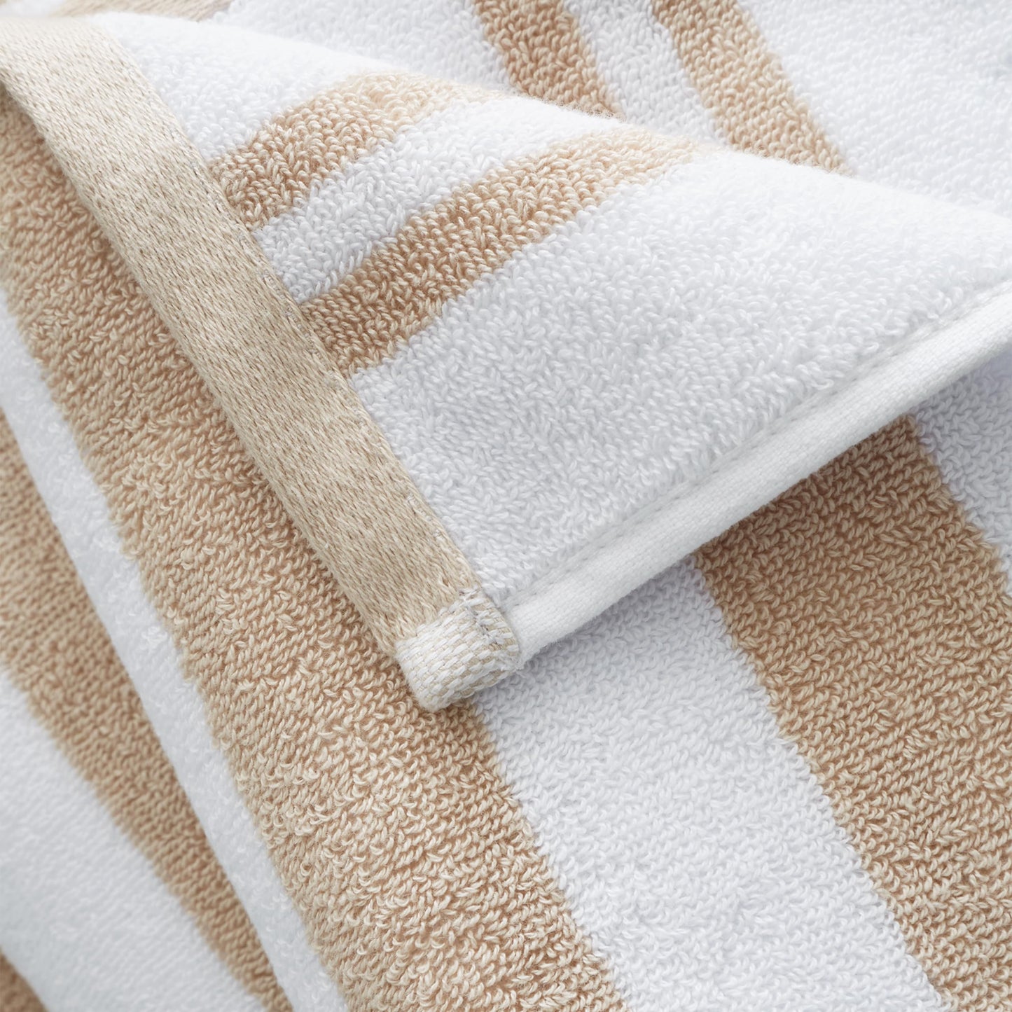 Bianca Reversible Stripe 50x85cm Cotton Jacquard Hand Towel Natural