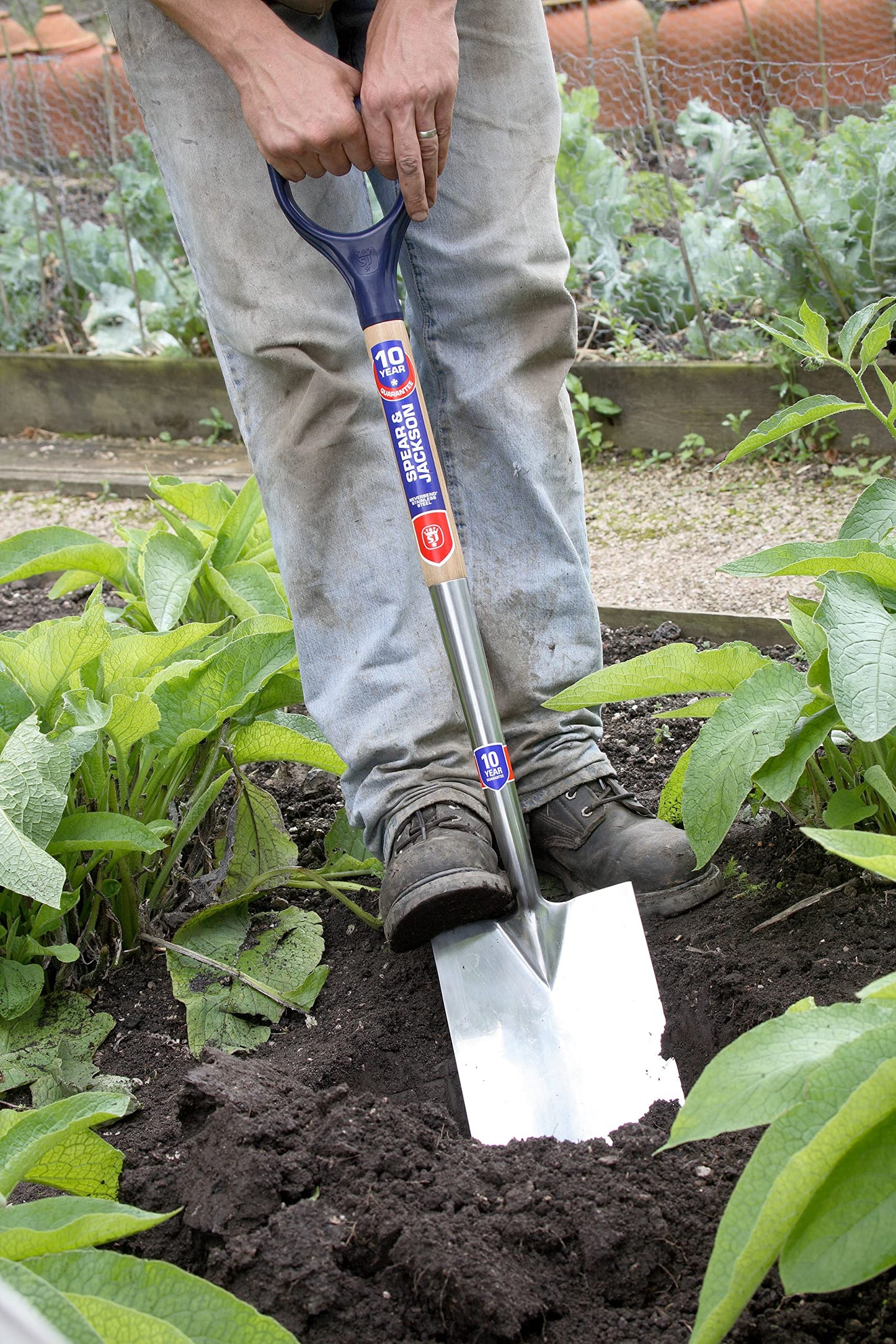 Spear & Jackson 1161BS Neverbend Stainless Border Spade, Blue