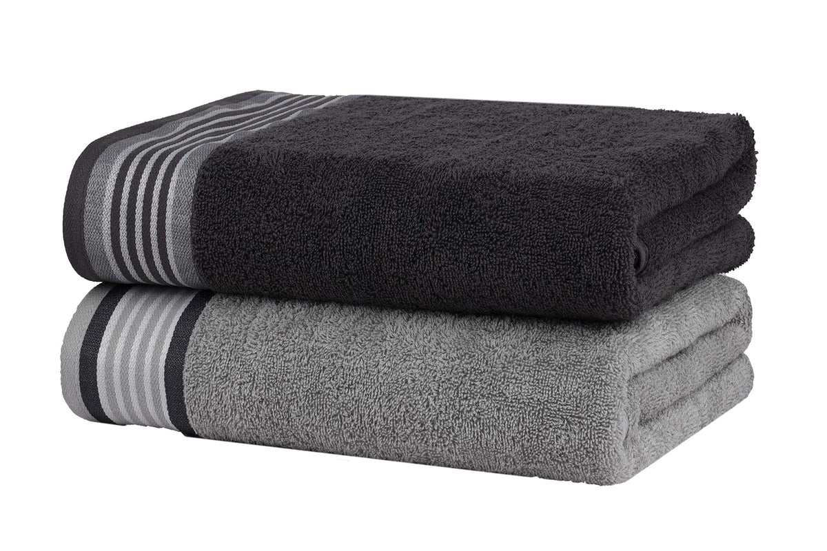 CASA COPENHAGEN He & She 4-piece bath towel set, 70x140 cm, pine grey-greyish purple, 550 g/m², Egyptian cotton, designed in Denmark, for bathroom