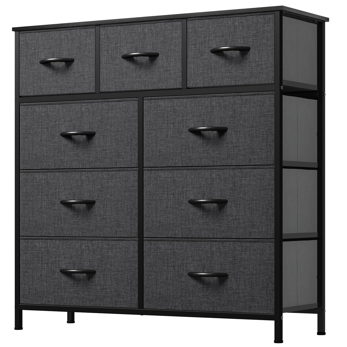 YITAHOME Wide Chest of Drawers with 9 Drawers, Fabric Dressers with Easy Pull Handle,Sturdy Steel Frame,Storage Drawers for Bedroom, Closet, Clothes