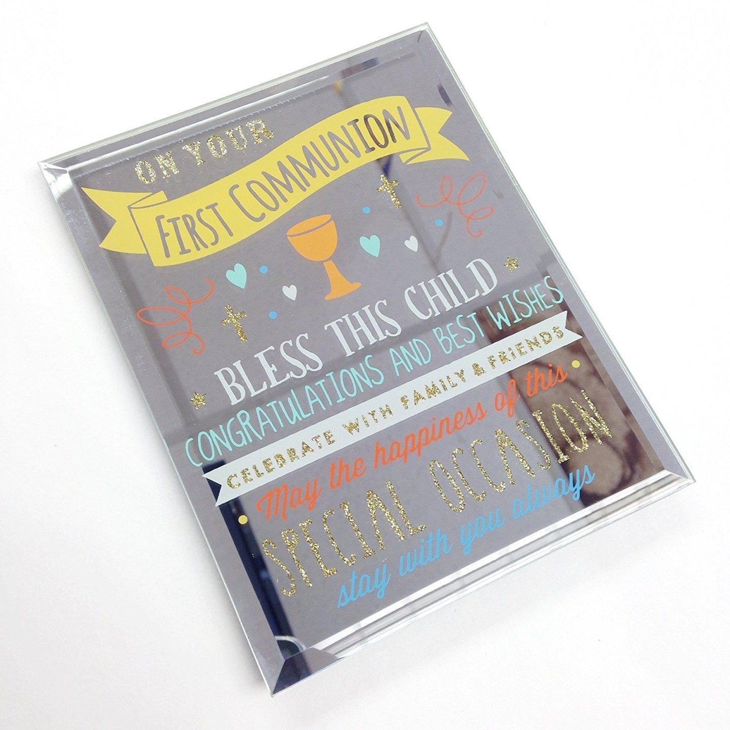First Communion - Signography Mirror Glass Plaque