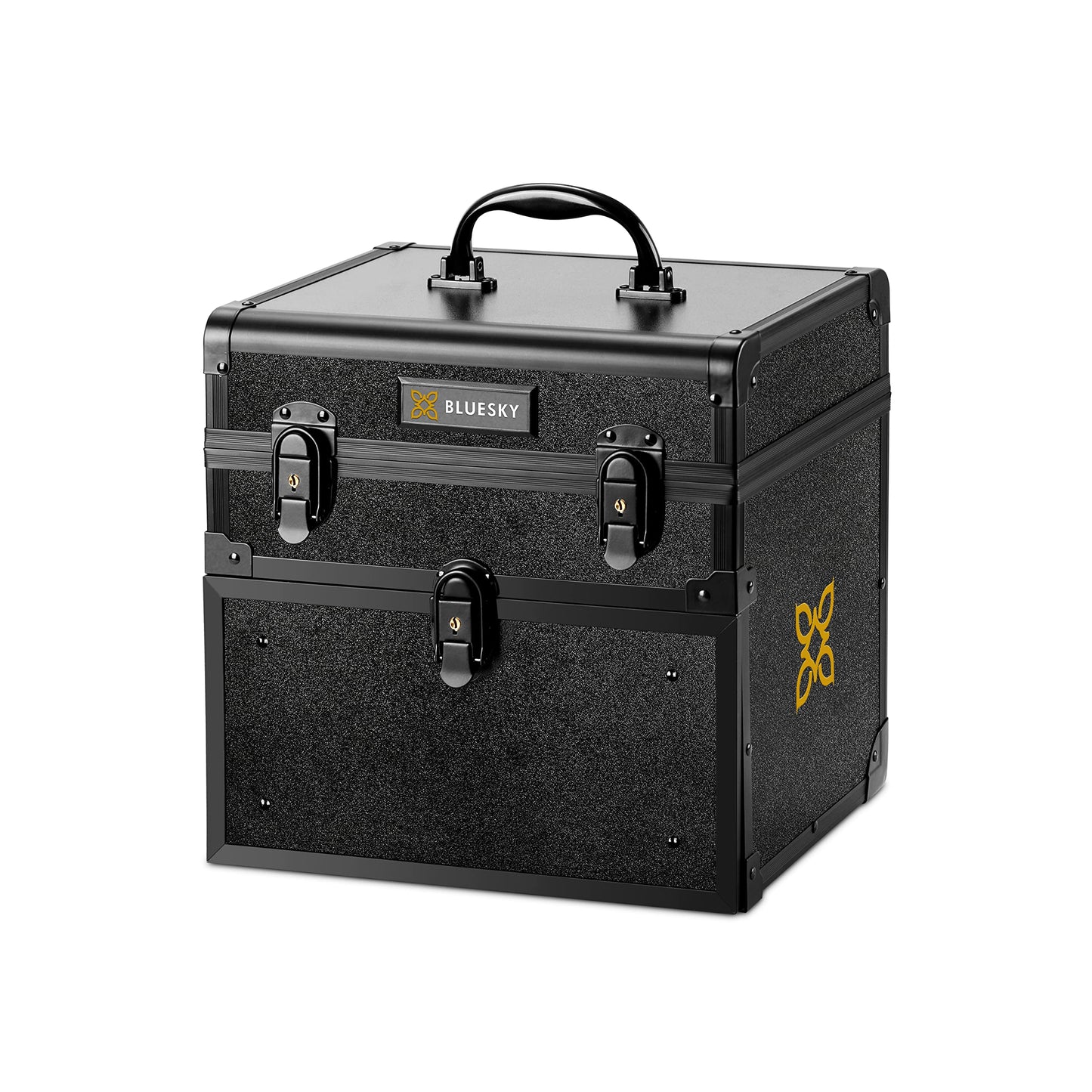 BLUESKY Professional Nail Case - Metal, Nail Polish Organiser, Nail Varnish Storage, Carry Case with Handle, Black