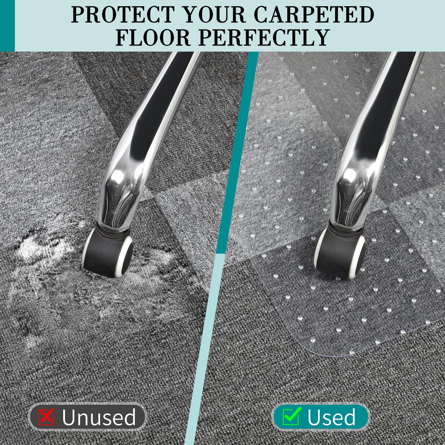Office Chair Mat for Carpet, 2 Pack 76.2 x 122 cm Transparent Plastic Carpet Protector for Low Pile Carpets