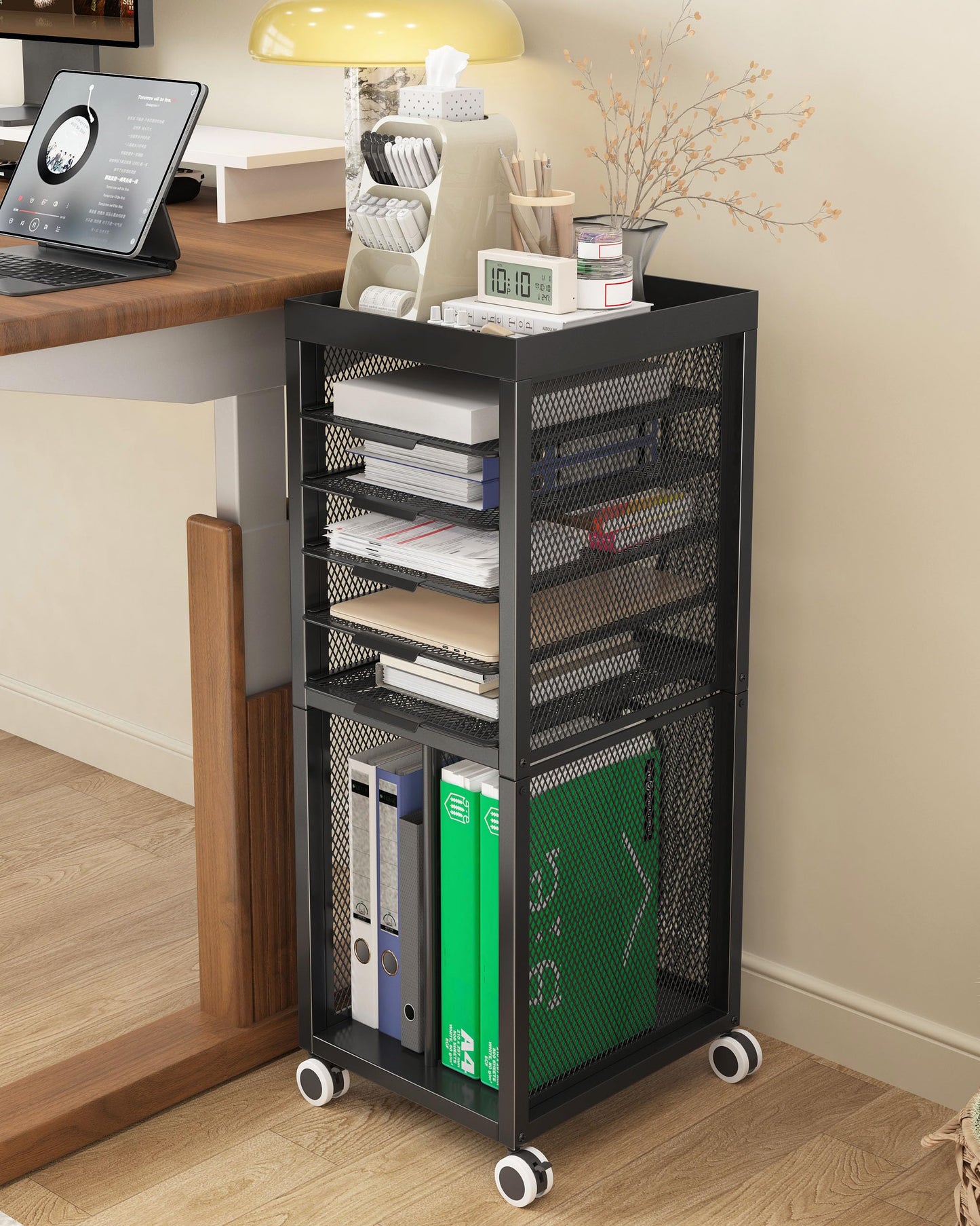 Noskox Rolling File Cart,Mobile Bookshelf with Wheels