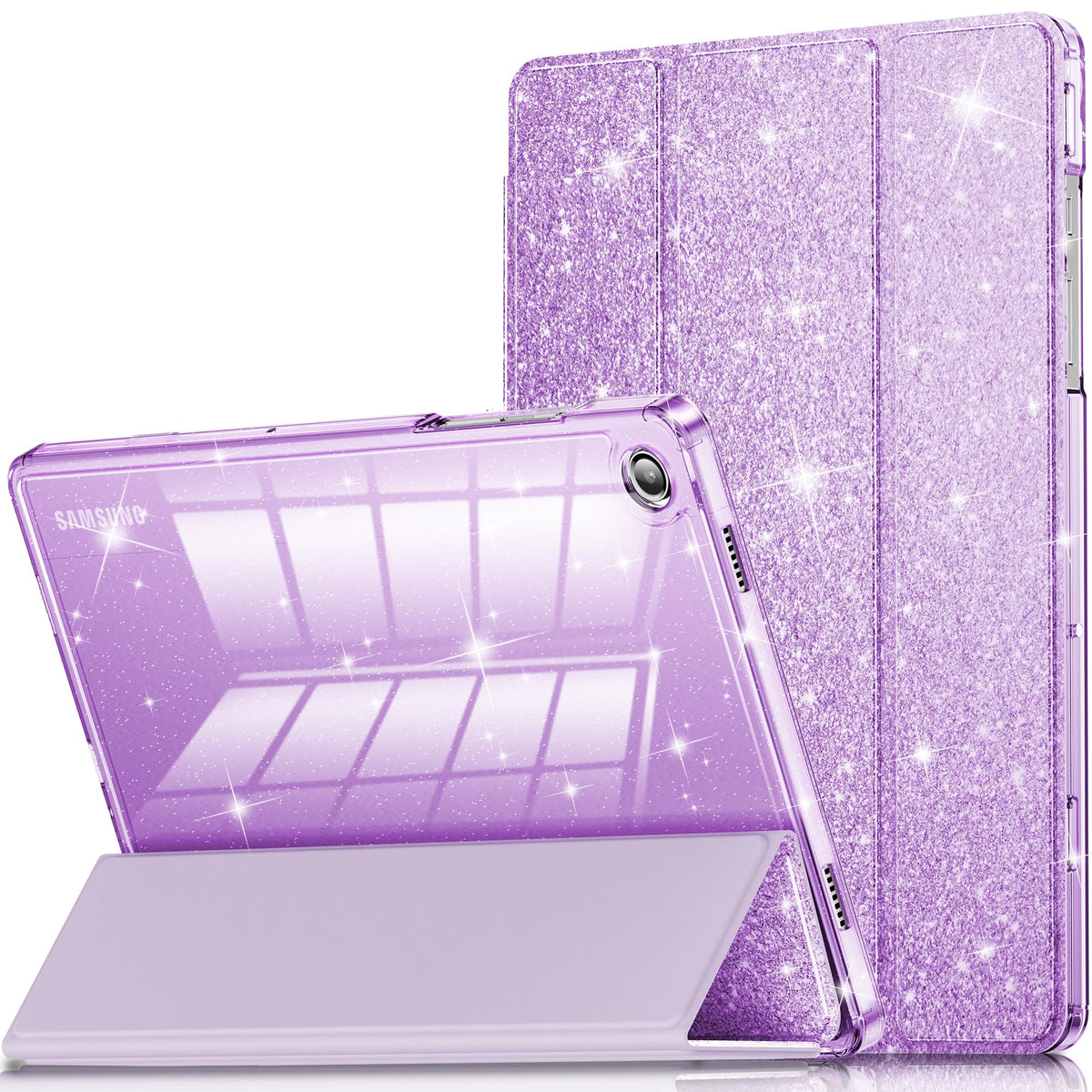 INFILAND Case for Samsung Galaxy Tab A11+Plus/A9+ Plus 11 inch Case (2023/2025), Glitter Tablet Protective Cover with Sparkly Clear Back [Auto