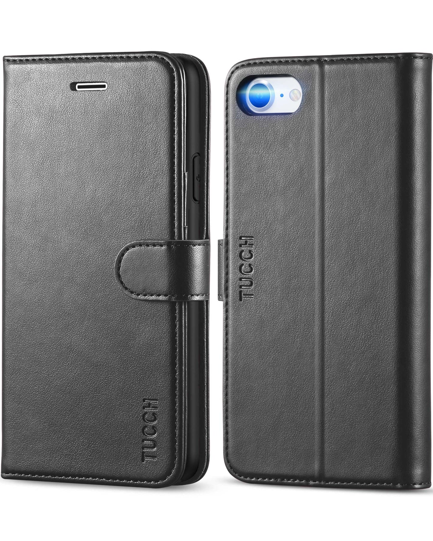 TUCCH Case for iPhone SE 2022 5G/iPhone SE 2020/iPhone 8/7 (4.7"), Magnetic PU Leather Wallet Case with[Kickstand][Shockproof TPU][Card Holder] Folio