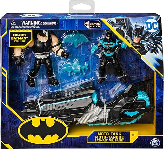 DC Comics Spin Master Moto-Tank Bane vs Batman 1st Edition 4" Figures, NEW but damaged wet box
