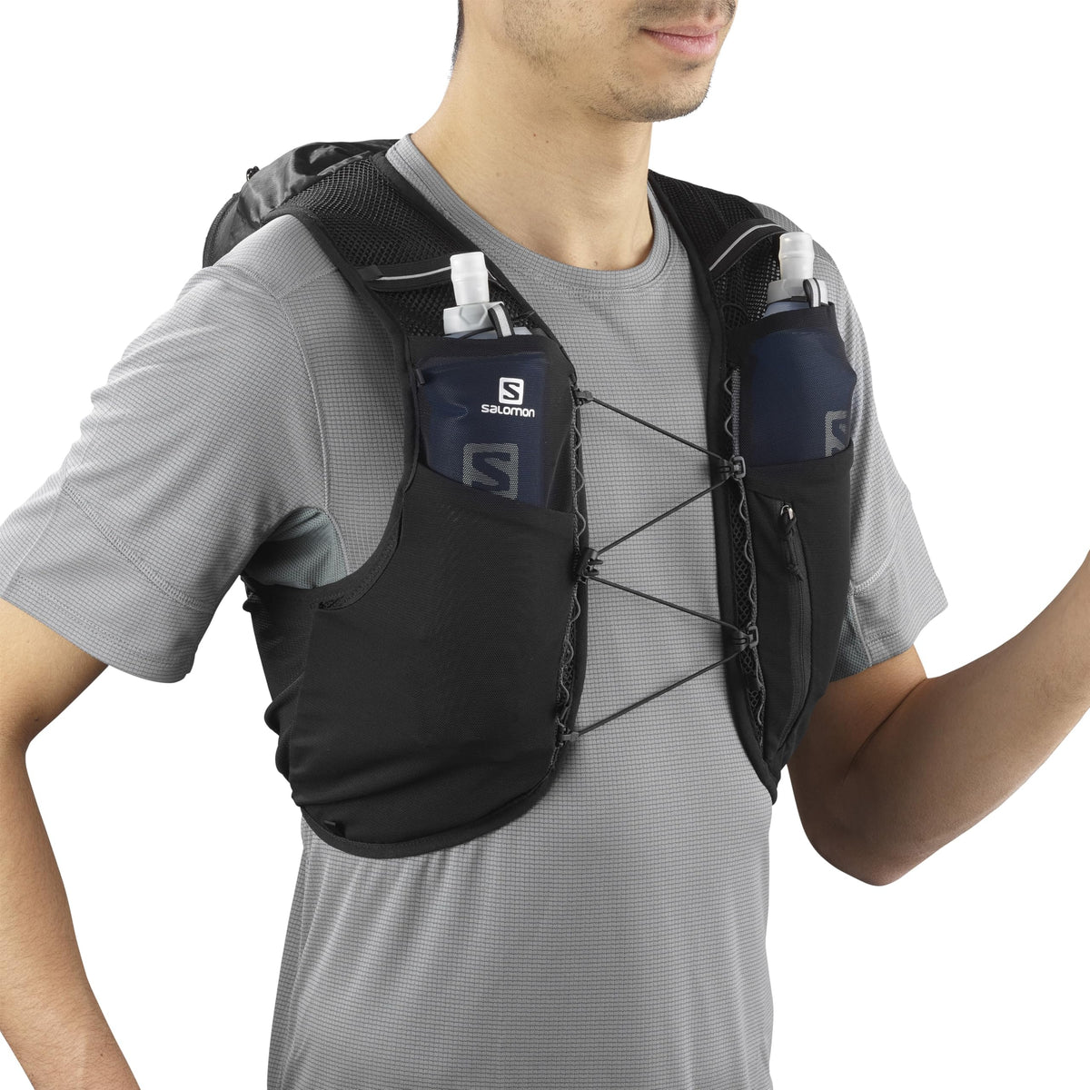 Salomon Adv Hydra Vest 8 Unisex Hydration Vest Trail running Hiking, Comfort and Stability, Quick Access to Hydration, and Simplicity, Black, M