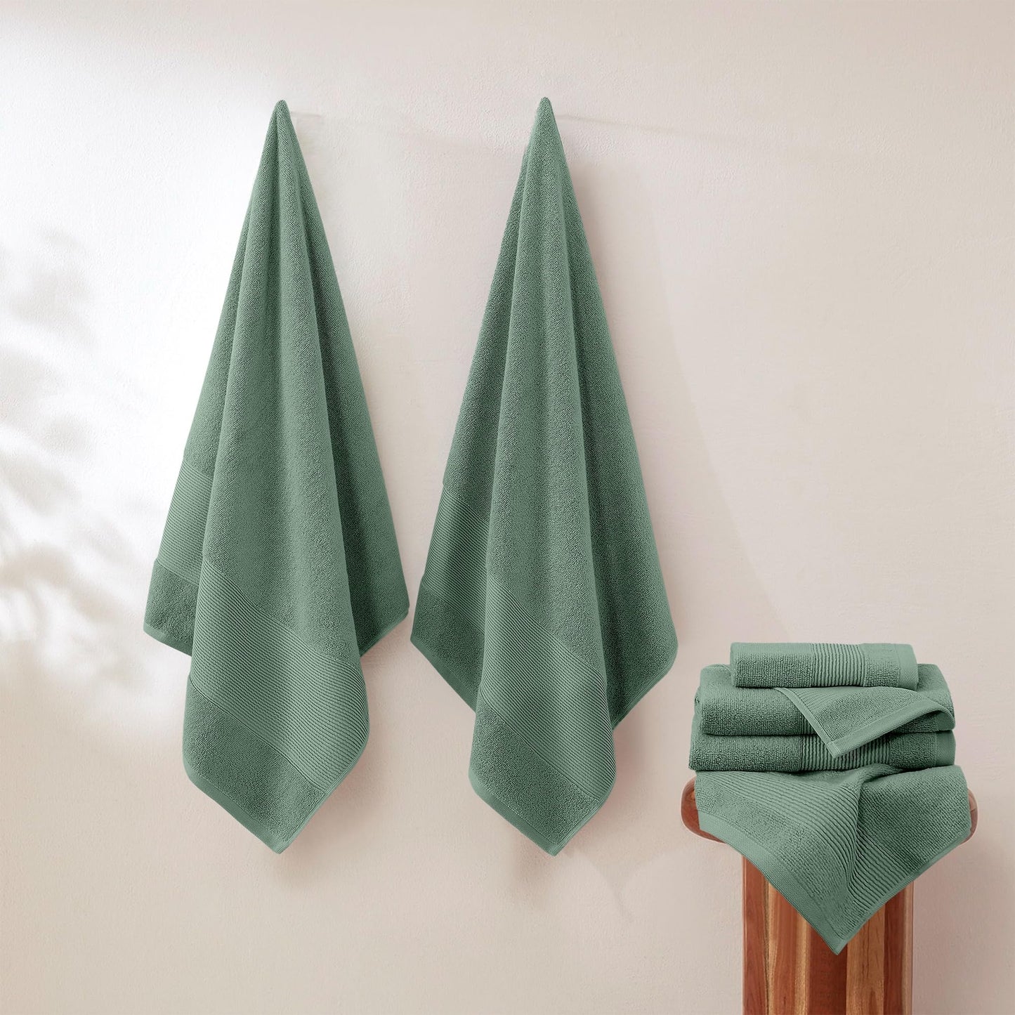 Modern Threads Air Cloud 18-Piece Towel Set - 100% Zero-Twist Cotton, 500 GSM, Quick Dry & Plush, Eucalyptus