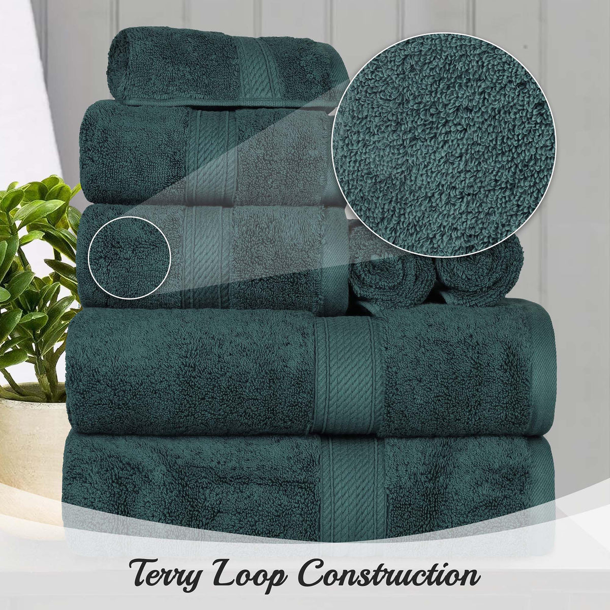 Superior 900 Gram 100% Premium Long-Staple Combed Cotton 4-Piece Hand Towel Set, Teal