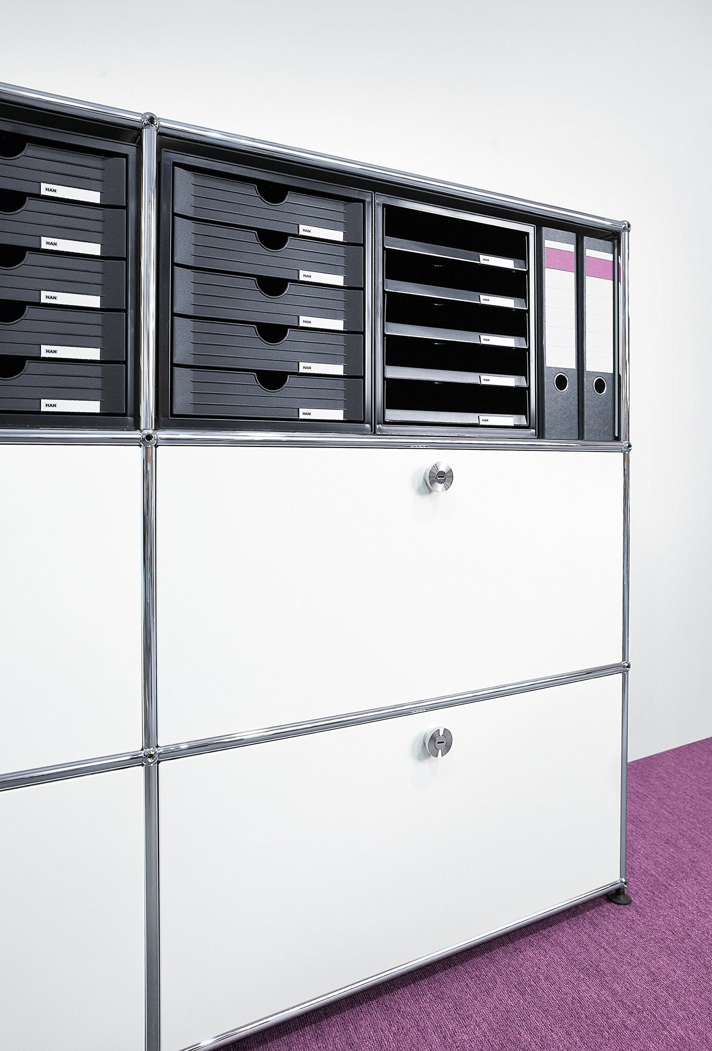 HAN 1401-11, SCHRANK-SET Drawer set . Innovative, attractive design with 5 open drawers, light-grey