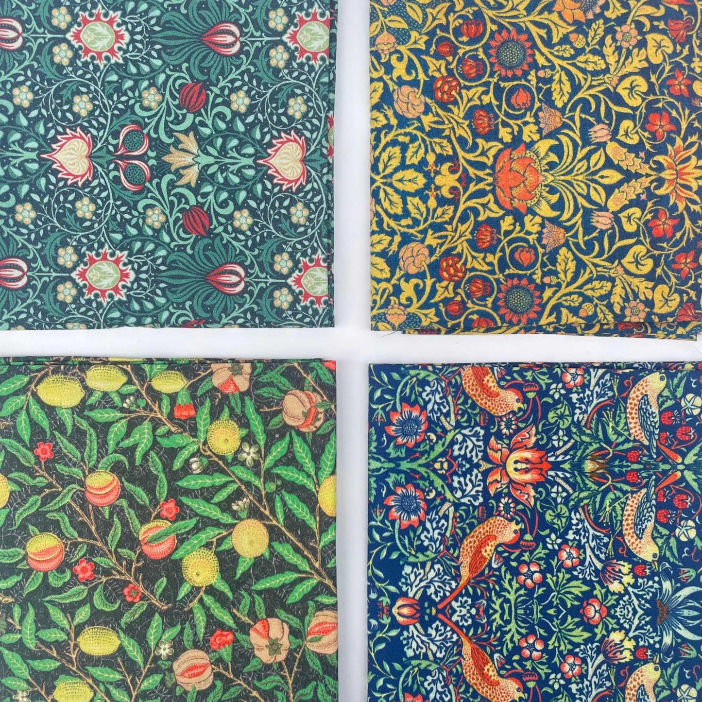 William Morris 100% Cotton Percale 4 Pack Designer Fat Quarter Bundle FQ Fabric Packs Quilting Patchwork Craft Sewing Material | 19" x 20" (50cm x