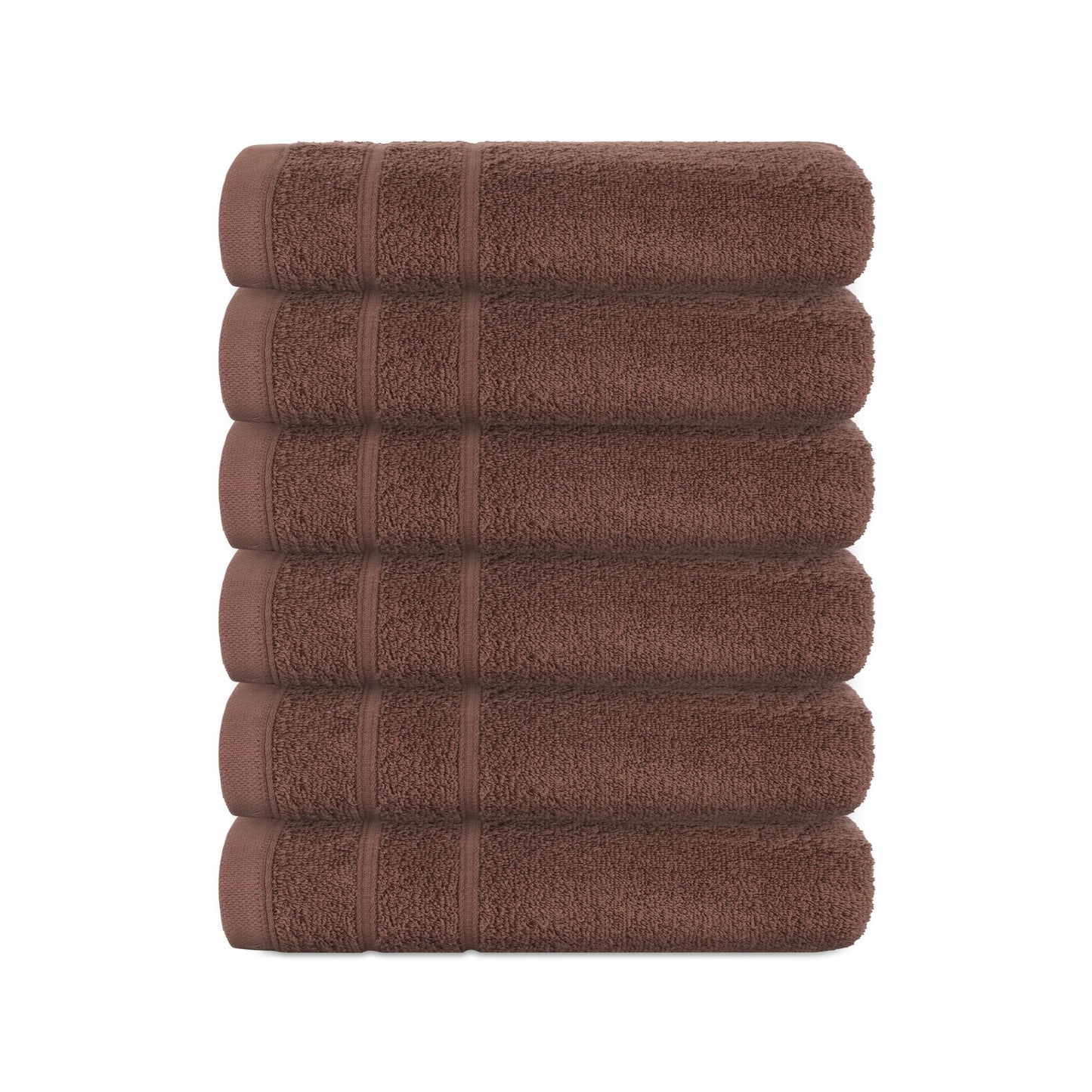 Perefly Bath Towels (30 X 50 CM) - Face & Hand Towels for Gym - Soft & Absorbent - Fast Drying Bathroom Face Cloths (Brown, 6 Pack)