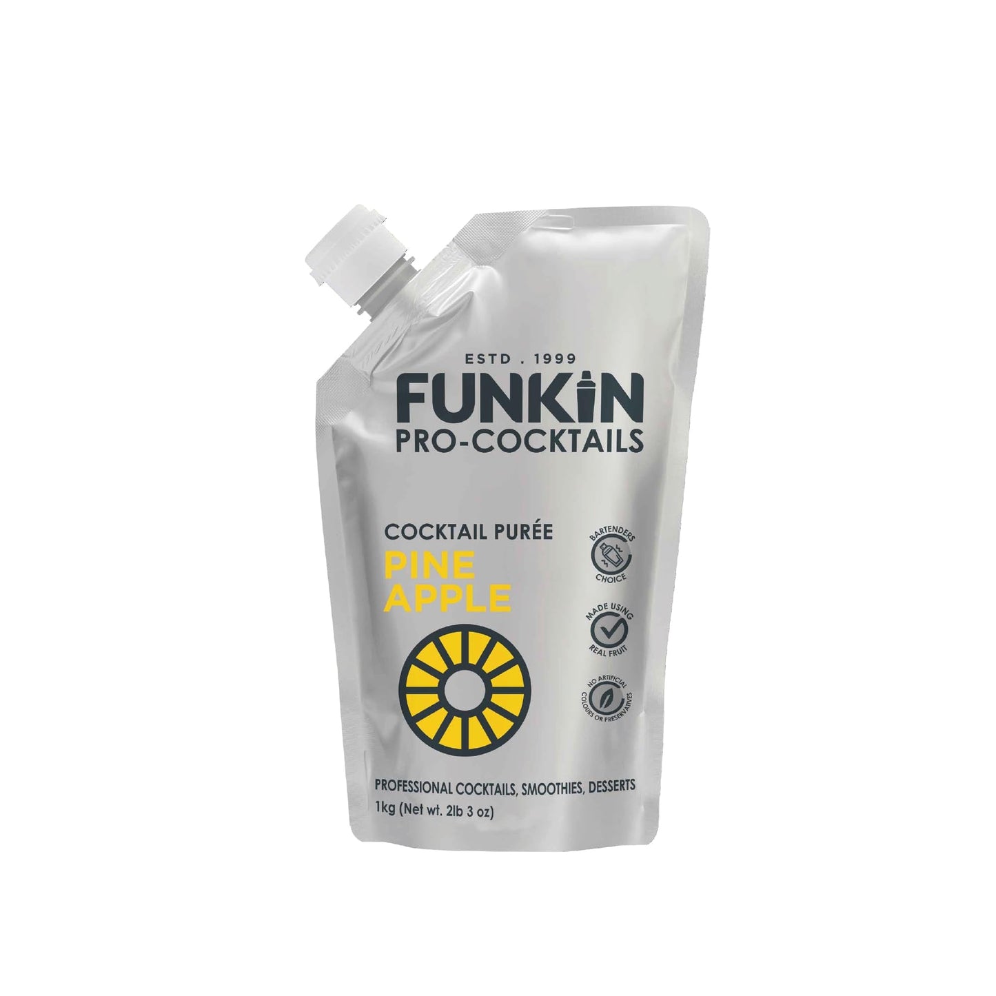 FUNKIN Pineapple Puree Cocktail Mixer | Made with Real Fruit | Fresh Fruit Puree for Professional Cocktails, Smoothies, & Desserts | 0% ABV |