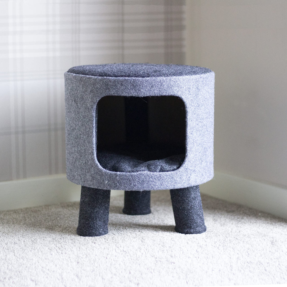 Rosewood Catwalk Charcoal Felt Stool for Cats