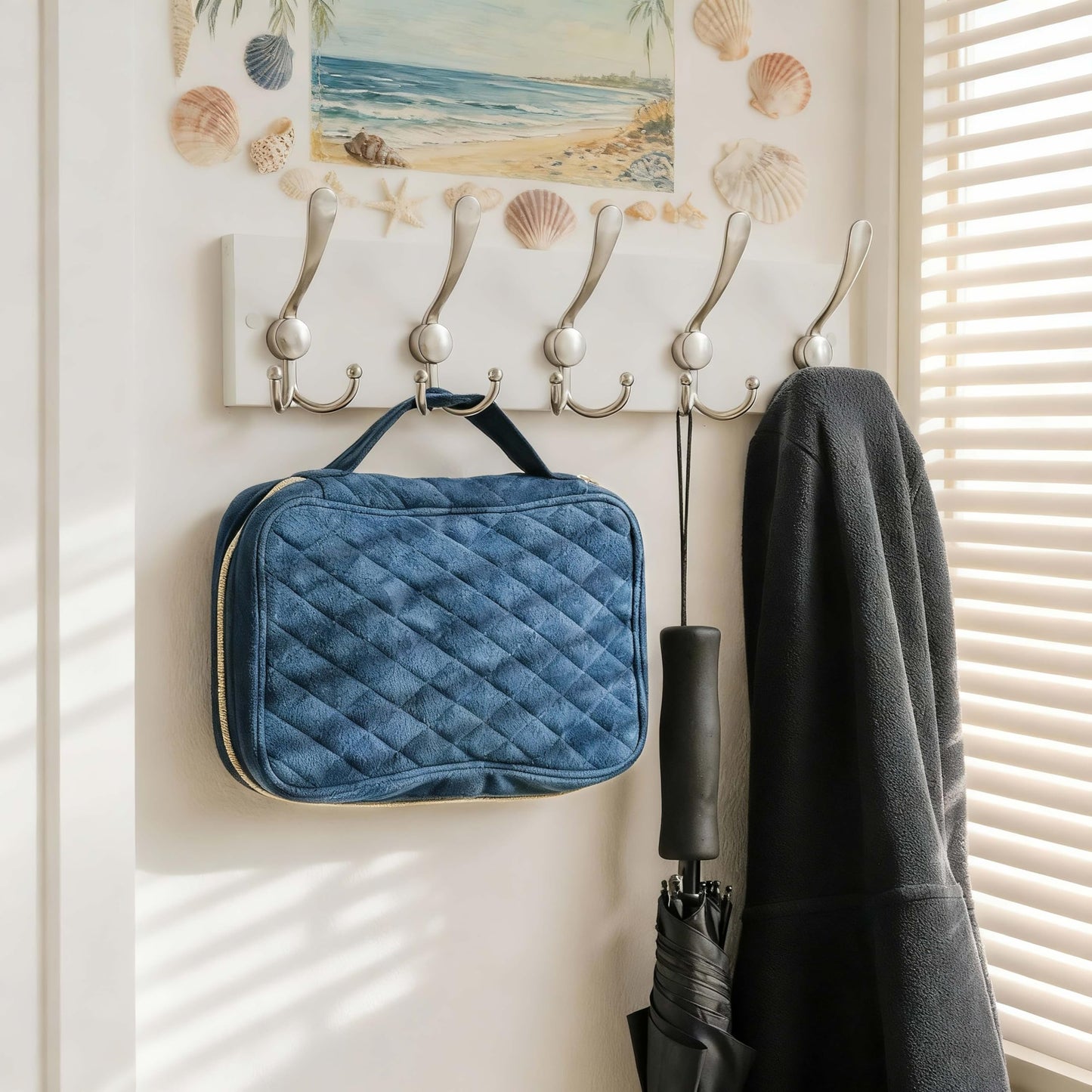 SKOLOO Creations White Solid Wood Wall Mounted Coat Rack, 5 Hooks, 16-7/8" Long - Kitchen, Mudroom, Entryway, Bathroom - Includes Mounting Hardware