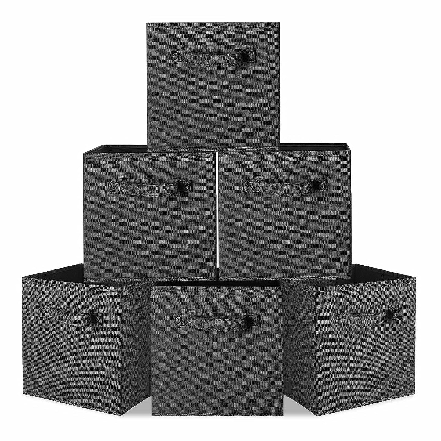 Storage Bins,Set Of 6 Storage Baskets, Foldable Storage Cubes Fabric Basket with Handle for Bedroom Home Office, Collapsible Nursery Drawer Organizer