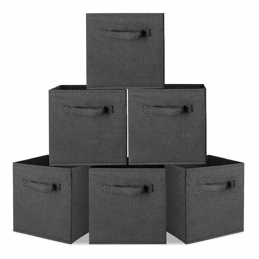 Storage Bins,Set Of 6 Storage Baskets, Foldable Storage Cubes Fabric Basket with Handle for Bedroom Home Office, Collapsible Nursery Drawer Organizer