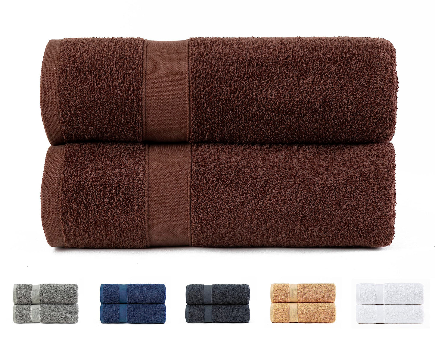 Todocama Set of 2 Large Bath Towels, 100% Cotton 550 gsm Extra Soft, Highly Absorbent and Quick Drying, 100 x 150 cm, Chocolate