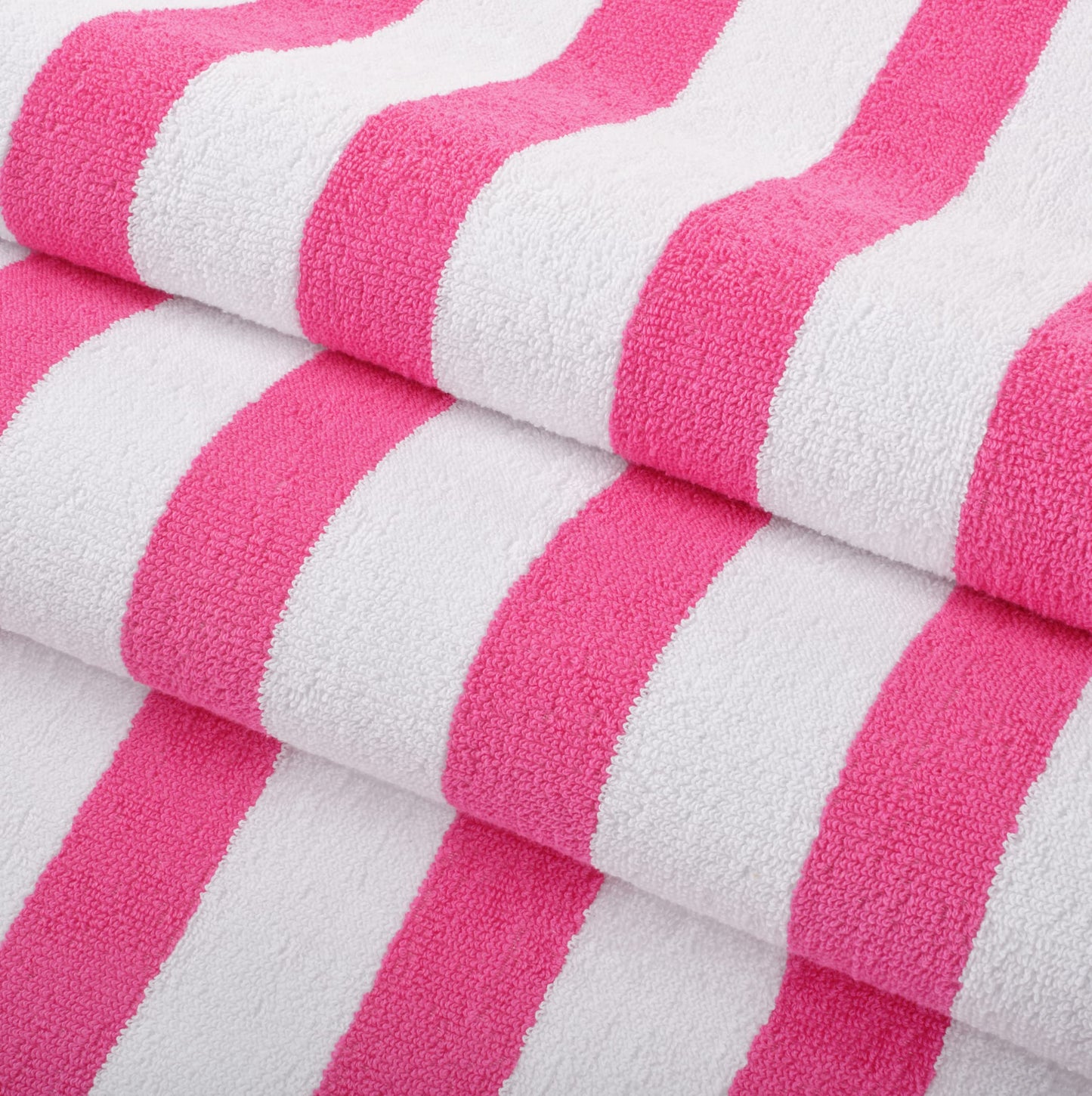 Arkwright Striped Beach Towels (30x60, 4 Pack) - 100% Cotton Perfect Pool Towels, Bath Towels (Pink)
