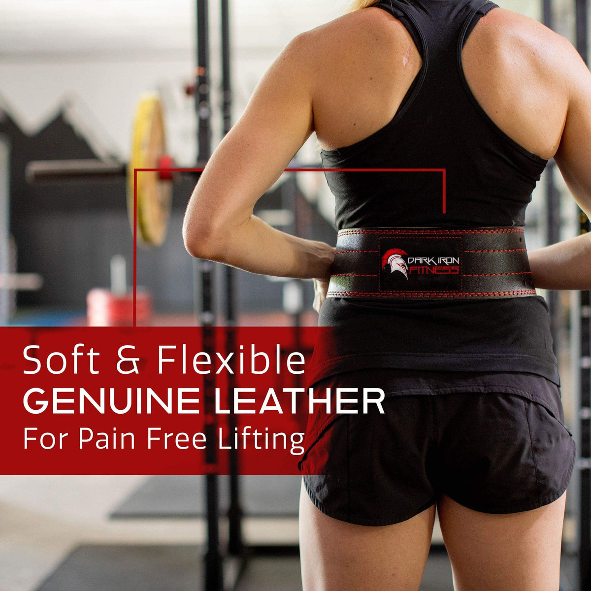 Dark Iron Fitness Medium 120 cm Genuine Leather Pro Weight Lifting Belt for Men and Women | Durable Comfortable & Adjustable with Buckle | Stabilizing