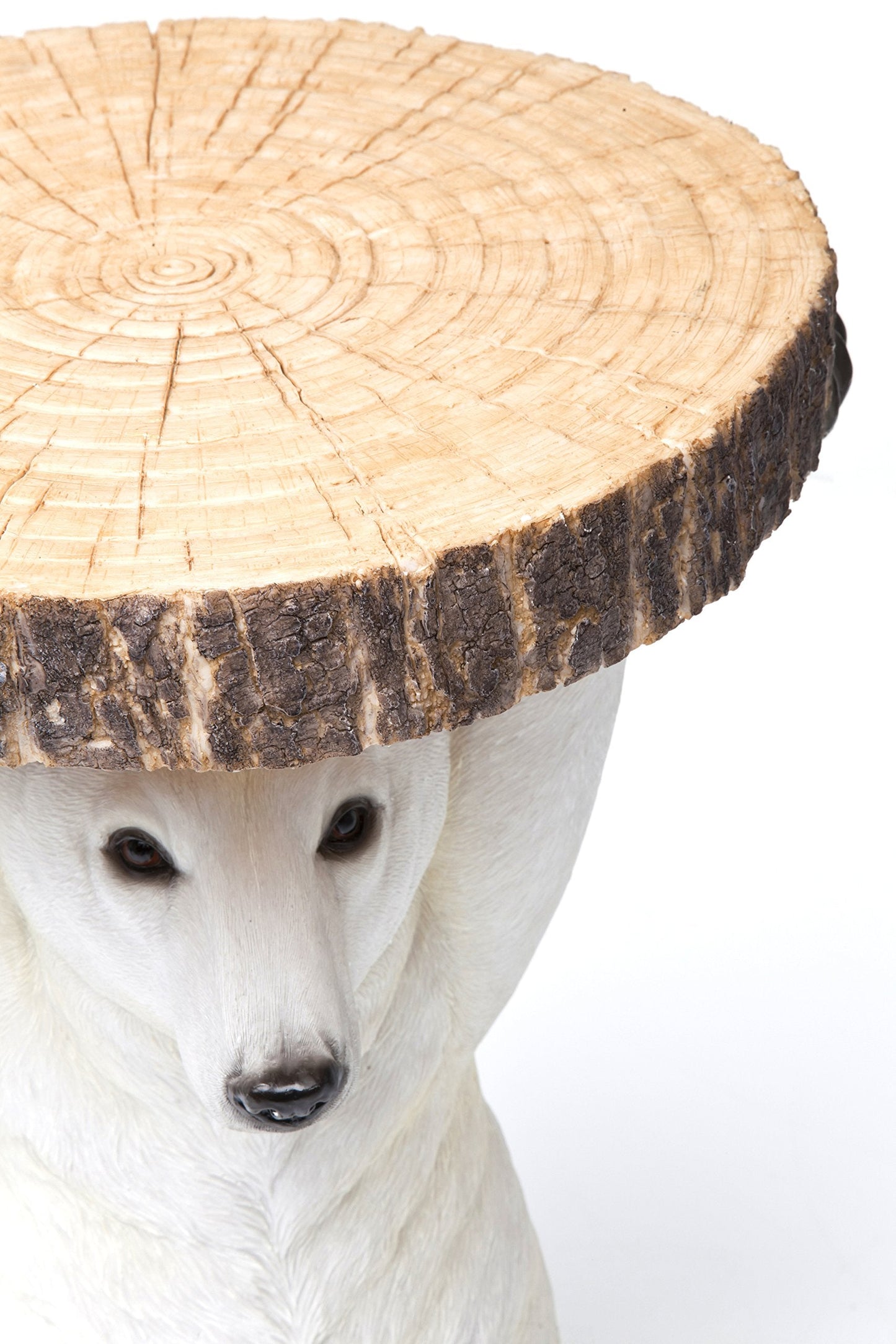 KARE Design Side Table Animal Polar Bear, Brown, White, Animal Motif, Gift Idea, Sofa Side Table, Round Bedside Table, Room Decor