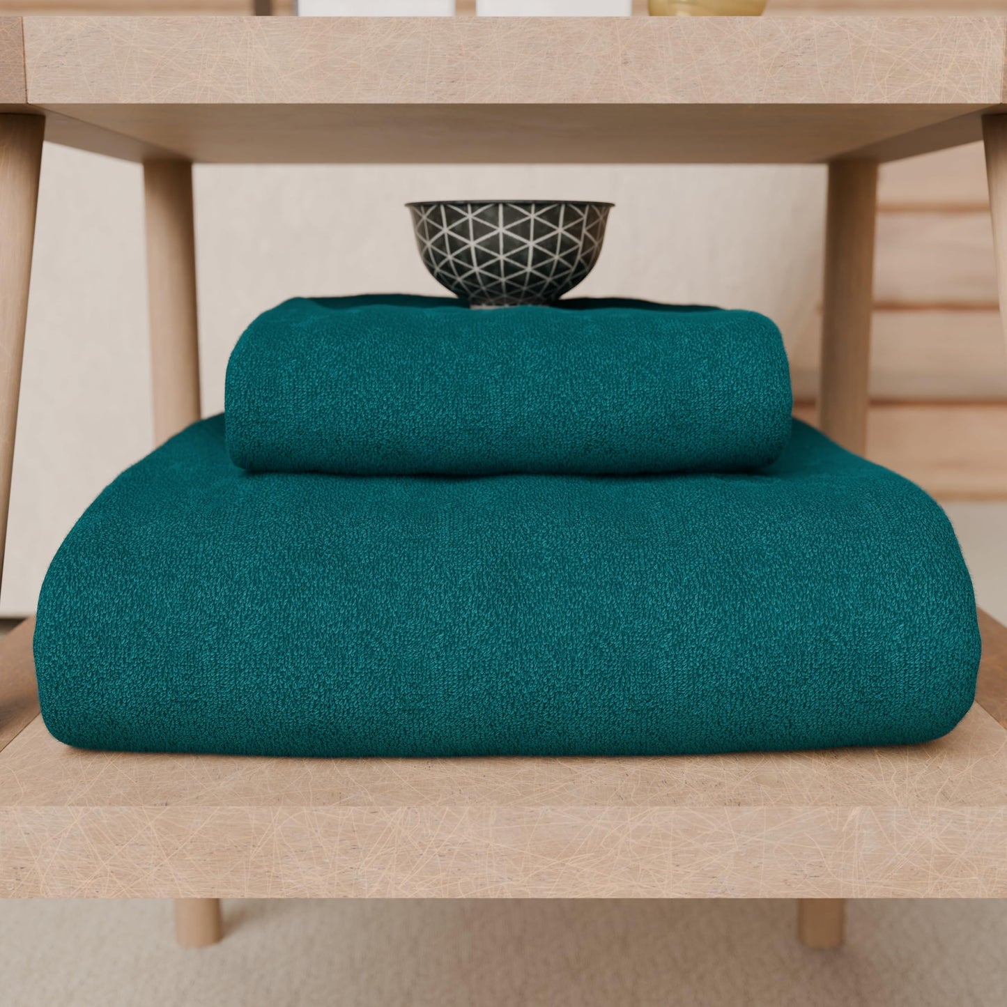 PETTI Artigiani Italiani - Bath Towels in 100% Cotton Terry Towel, 3+3 Towel Set, 6 Pieces 3 Face Towels and 3 Hand Towels, Teal Towels