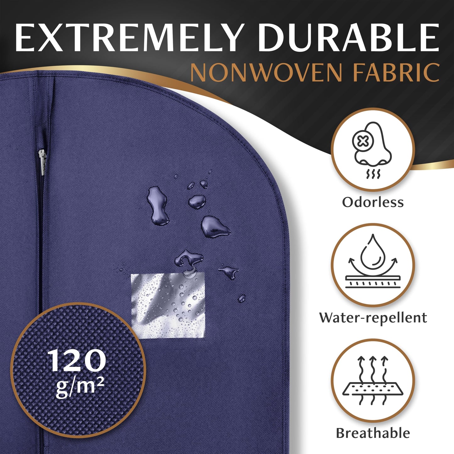 Bruce.® 2x Garment Bags 100x60 cm + Shoe Bag – Navy Blue