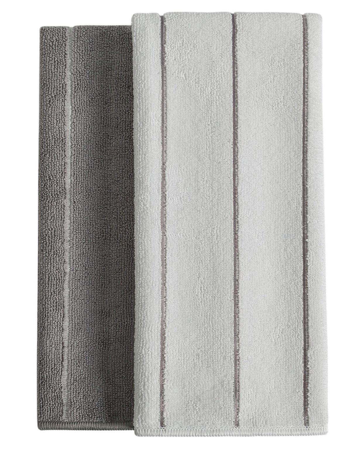 Microfiber Kitchen Towels - Super Absorbent, Soft and Solid Color Dish Towels, 8 Pack (Stripe Designed Grey and White Colors), 26 x 18 Inch