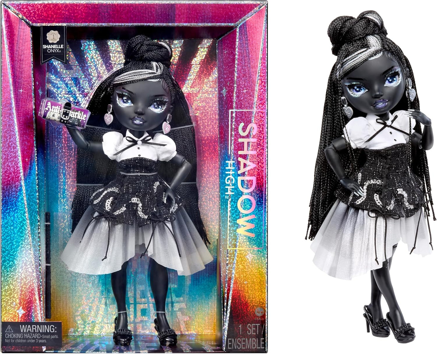 Rainbow High Shadow High Fashion Doll 28cm- Shanelle Onyx, New but outer box open, scruffy