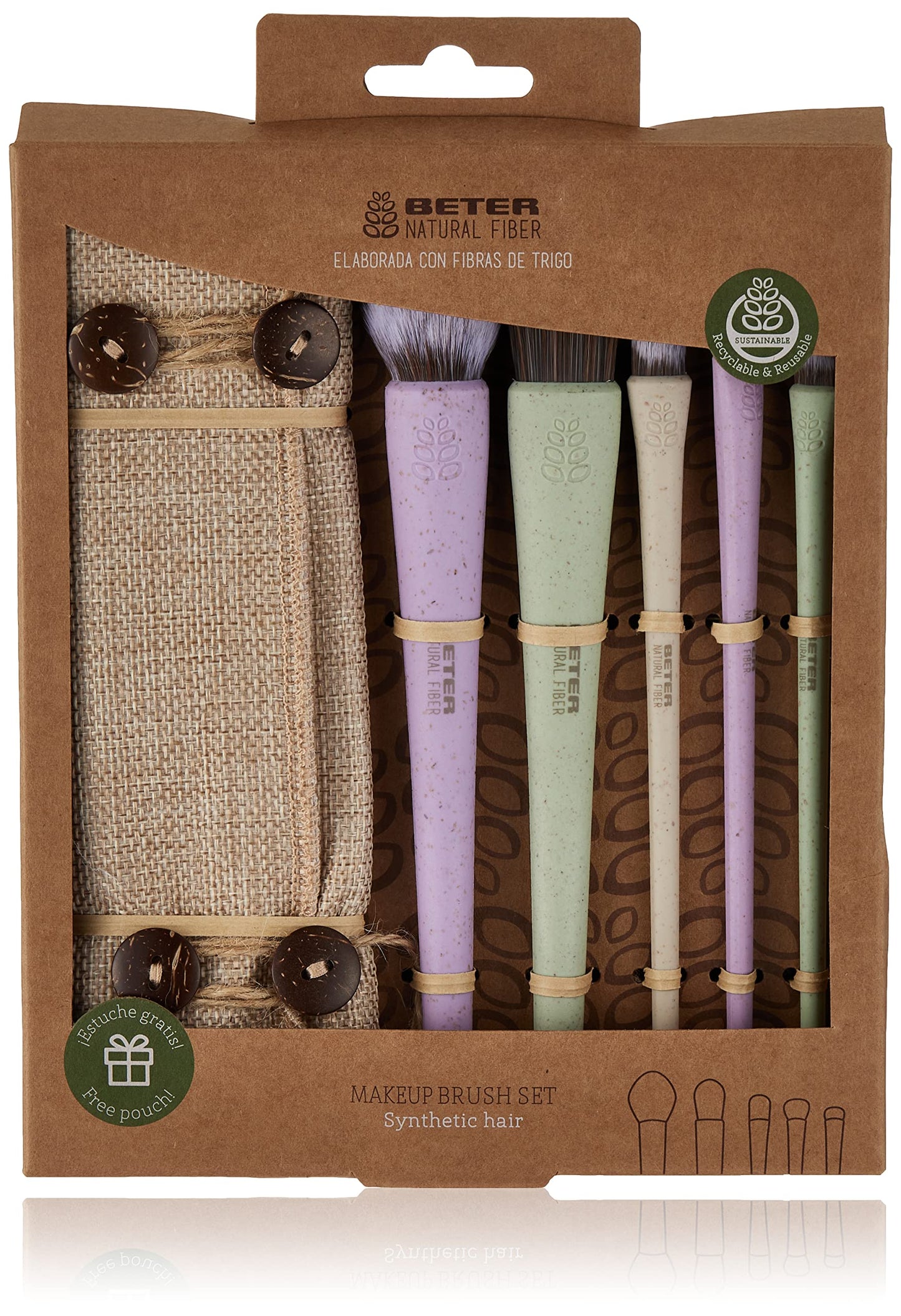 Beter - Natural Fiber Makeup Set ? Kit 5 Synthetic Hair Brushes and Brushes, Ideal for Gift, 1.2 kg