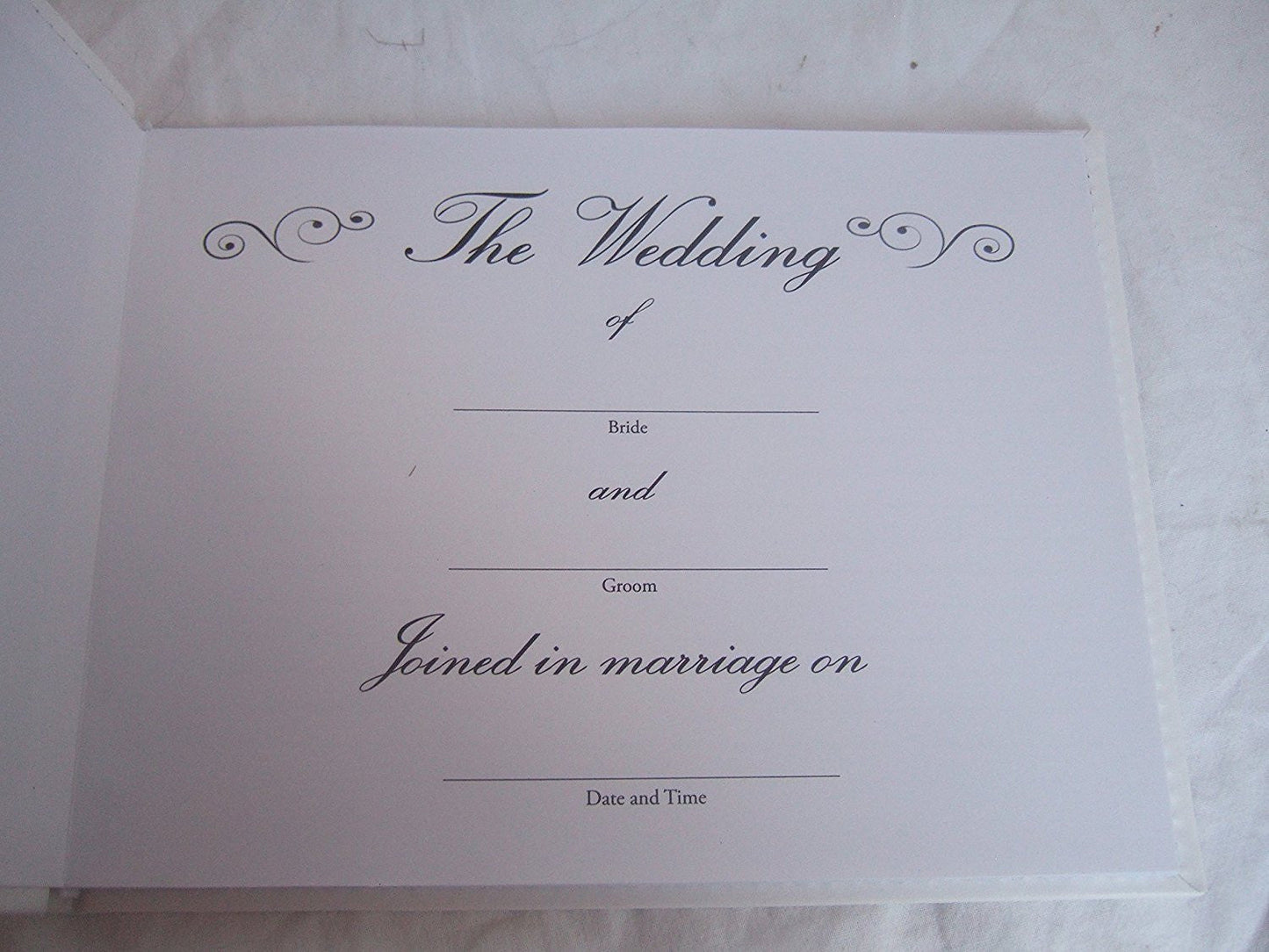White and Silver Wedding Guest Book with Love Heart Motif - 40 Double Sided Pages