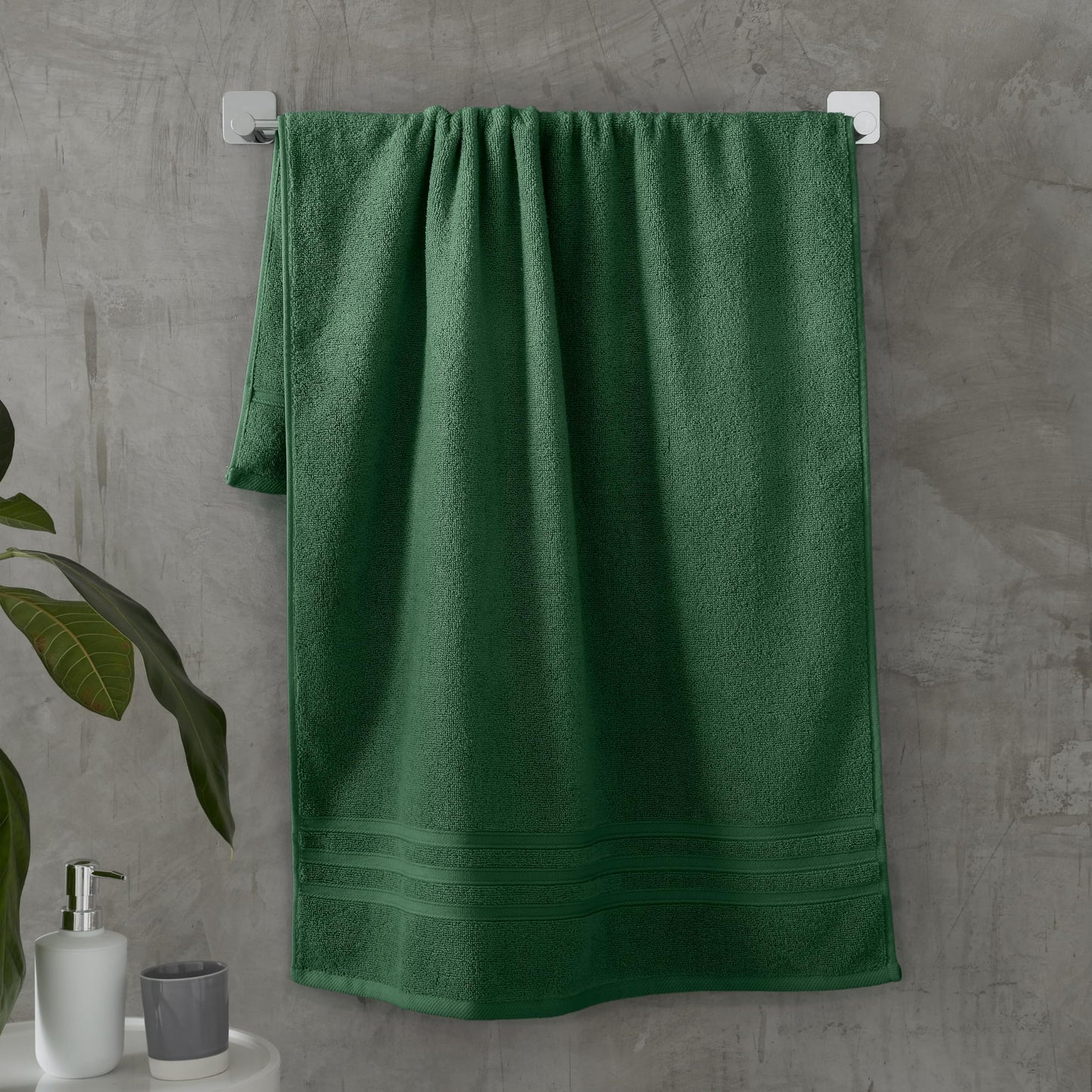 Catherine Lansfield Zero Twist Cotton 90x140cm Bath Sheet Pair Dark Green