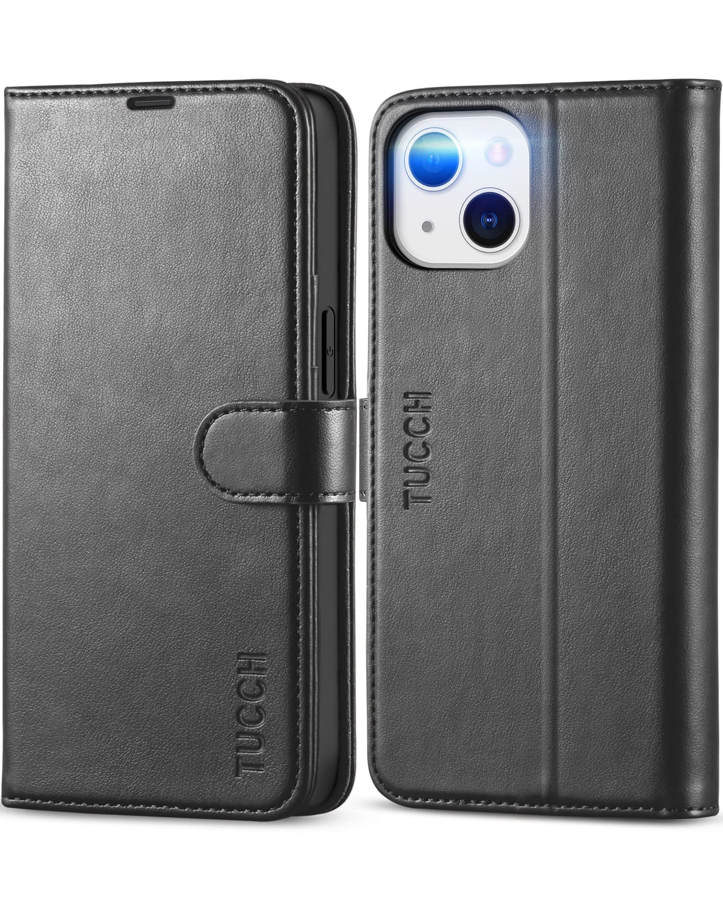 TUCCH Wallet Case for iPhone 13 (6.1") 2021 5G, PU Leather Magnetic Protective Flip Case Cover with [RFID Blocking] Credit Card Slot Viewing