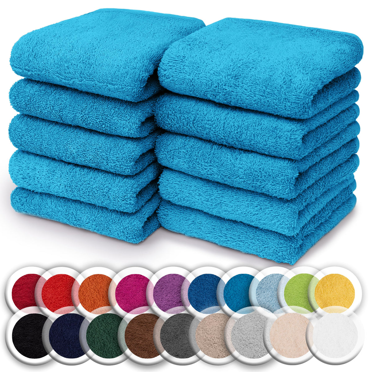 NatureMark Set of 10 Washcloths Made of 100% Cotton - Soft and Absorbent Face and Hand Towels - Practical for Bathroom and Kitchen - 30 x 30 cm