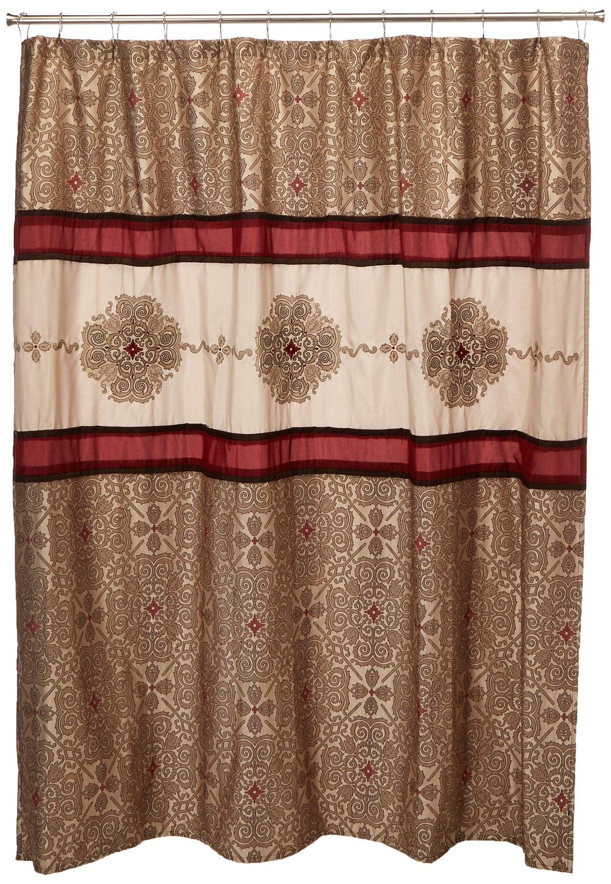 Madison Park Donovan Design Weave Red Shower Curtain, Jacquard Traditional Shower Curtains for Bathroom, 72 X 72, Blush