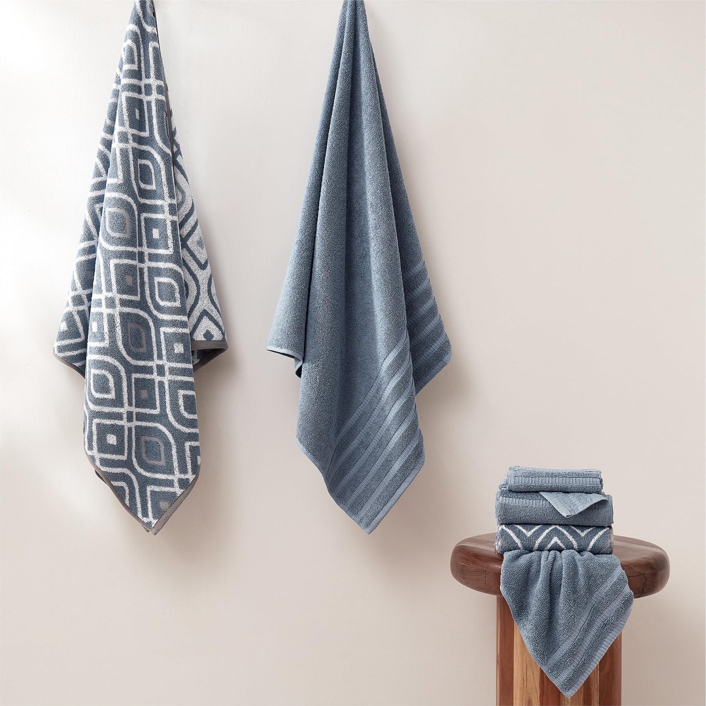 Amrapur Pacific Coast Textiles 6 Pc Yarn Dyed Towel Oxford Blue, 6-Piece