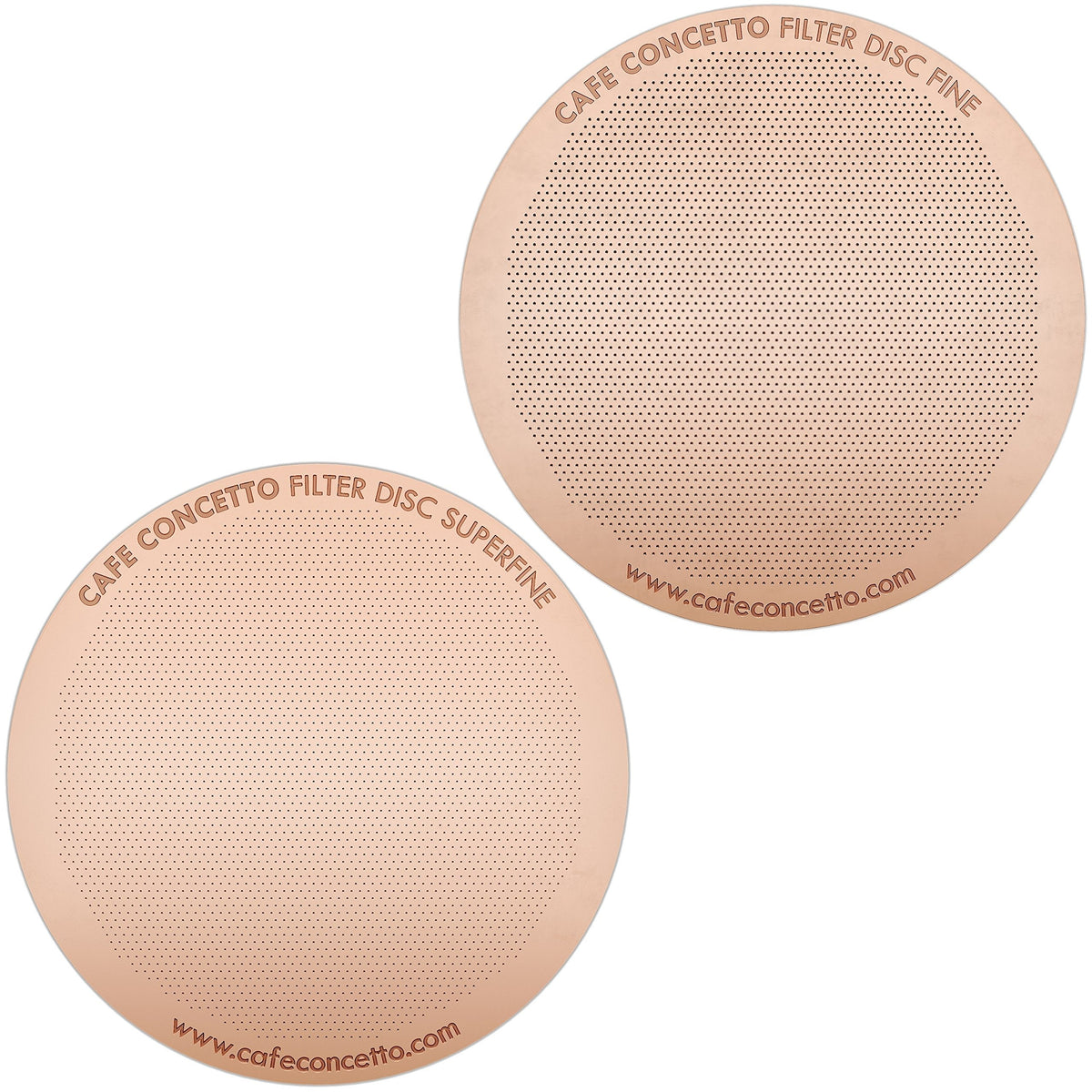 CAFE CONCETTO Filters for use in AeroPress Go/AeroPress Coffee Makers - Disc Fine & Superfine - Reusable - Premium Coated Stainless Steel (Rose Gold,