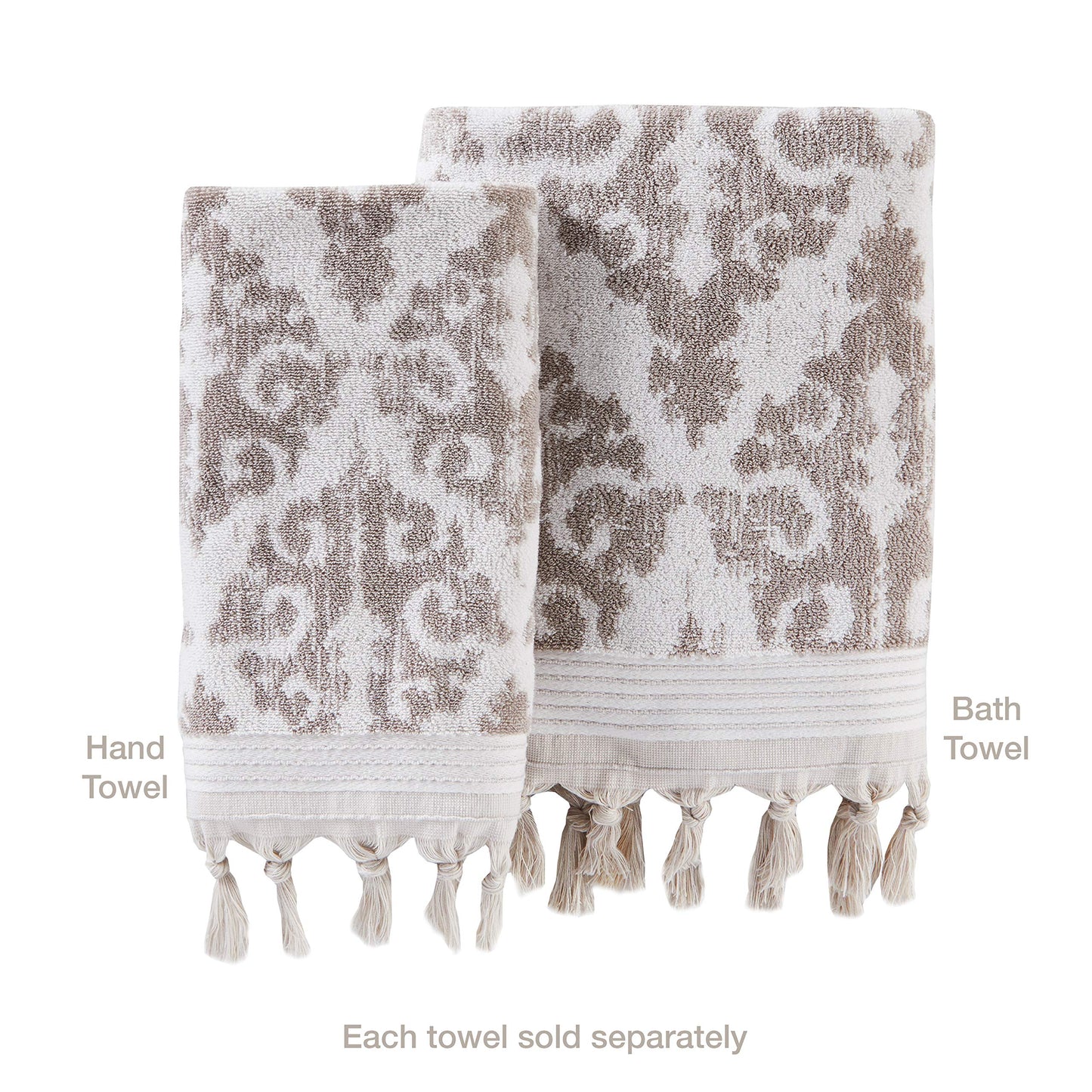SKL Home Mirage Fringe 100% Turkish Cotton Bath Towel, Taupe