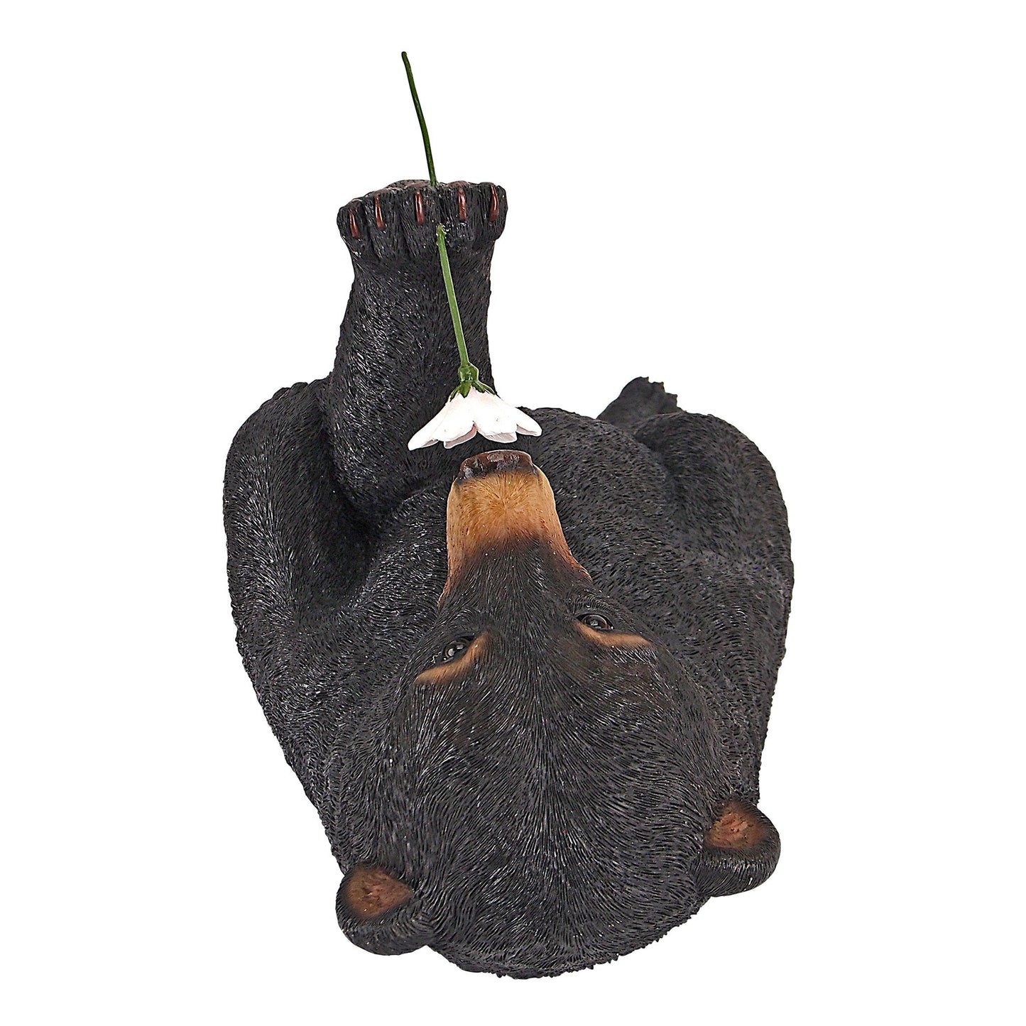 Design Toscano Smell The Flowers Garden Bear Statue - Black