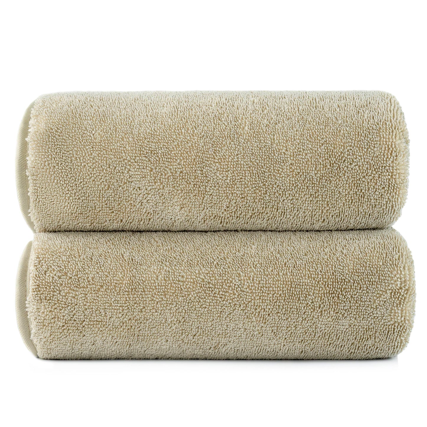 POLYTE Terry Twist Weave Microfiber Oversize Quick Dry Lint Free Bath Towel, 152.4 x 76.2 cm, Pack of 2 (Beige)