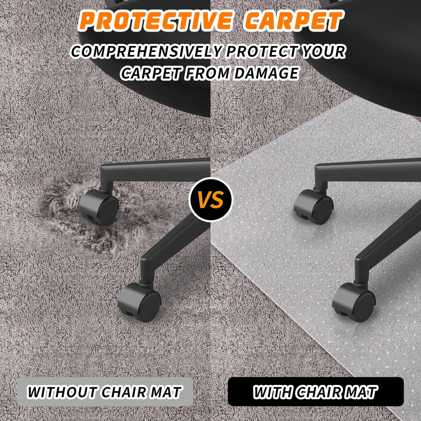 SHAREWIN Office Chair Mat for Carpet Floors, 120x90 cm Clear Desk Chair Mats for Low/Medium Pile Carpeted Protector, Sturdy PVC Computer Chair Mats