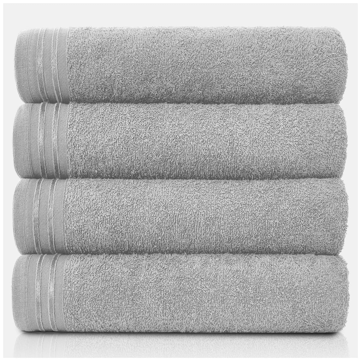 GC GAVENO CAVAILIA Large Towels Bath Sheet, Highly Absorbent Egyptian Cotton Towel Set, 4 Pack Extra Soft Large Bath Towel Silver, Quick Dry Bath