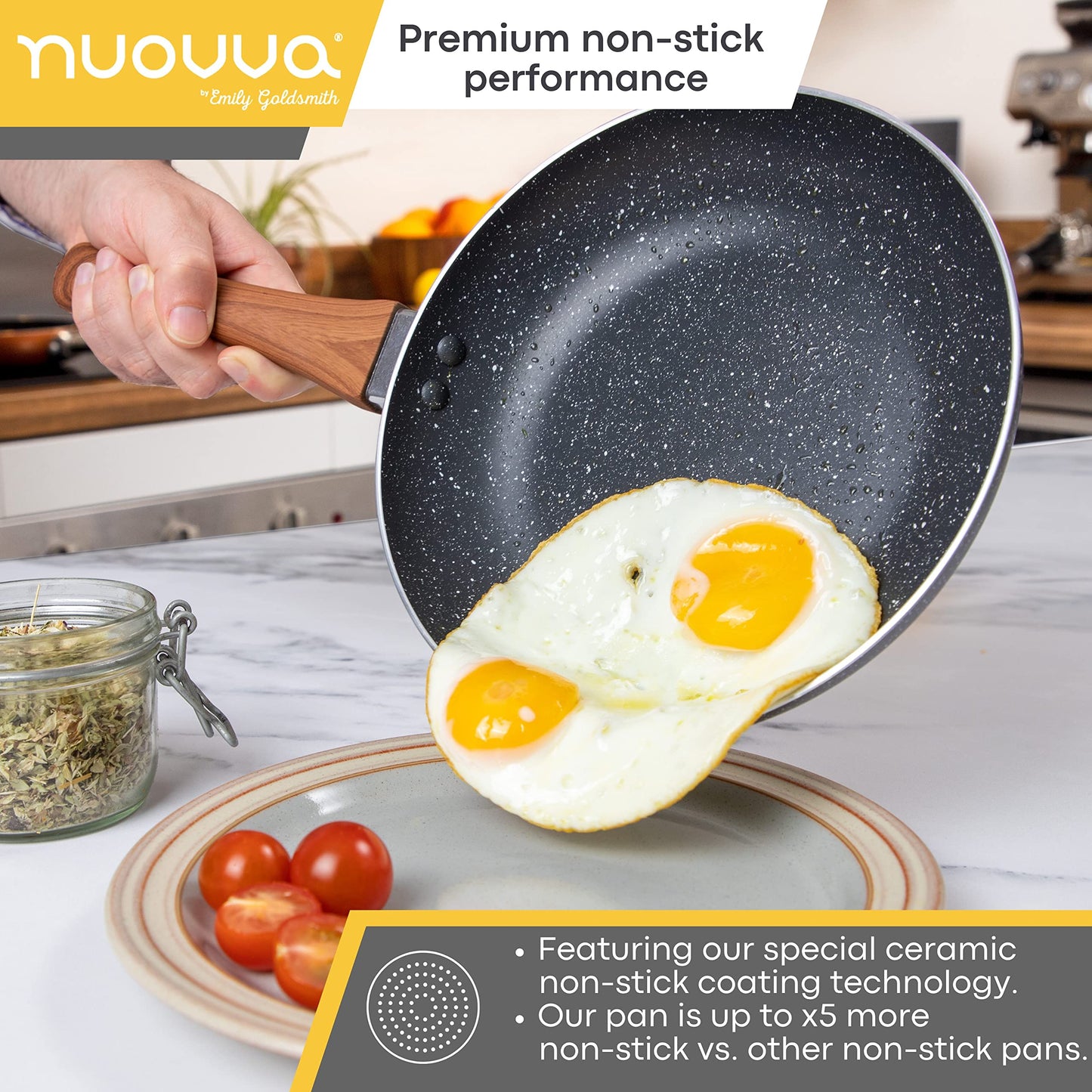 Non Stick Pots and Pans Set  Induction Hob Pots Set  5pcs Kitchen Cookware with Lids  Cooking Marble Saucepan Pots and Frying Pans  by Nuovva