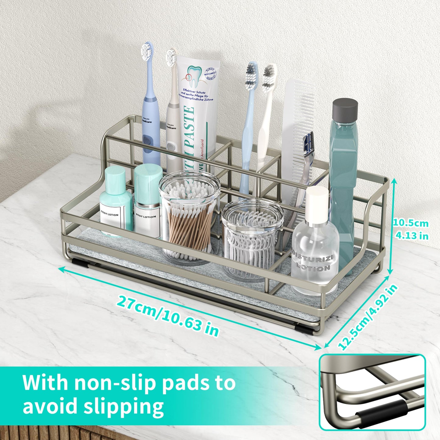 HapiRm Toothbrush and Toothpaste Holder with Instant Drying Stone, 5 Slots