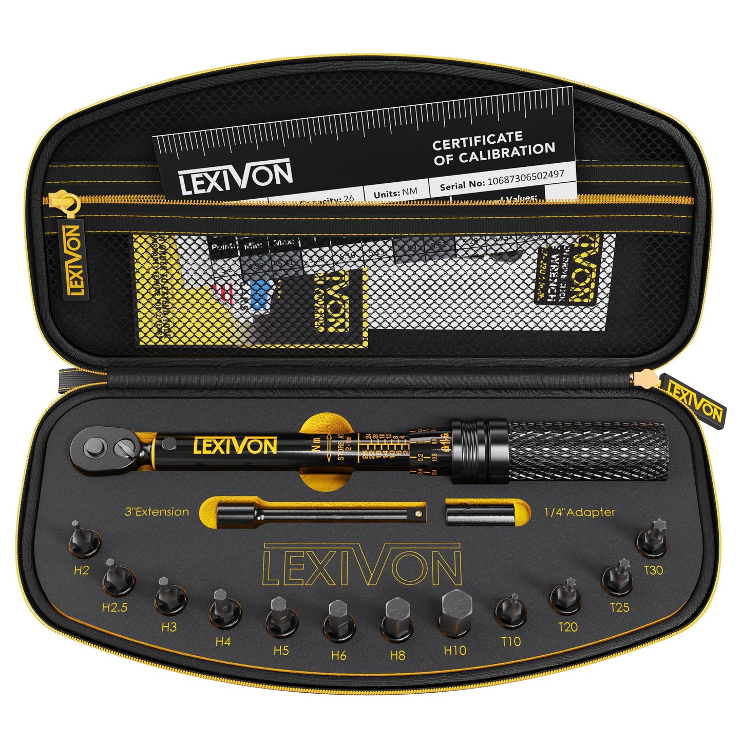 LEXIVON Bike Torque Wrench Set 15 Pieces, 1/4 Torque Wrench with 72-Tooth Gear, Dual Direction Click Type 2~26 Nm / 17.7~230.1 in-lb (LX-191)