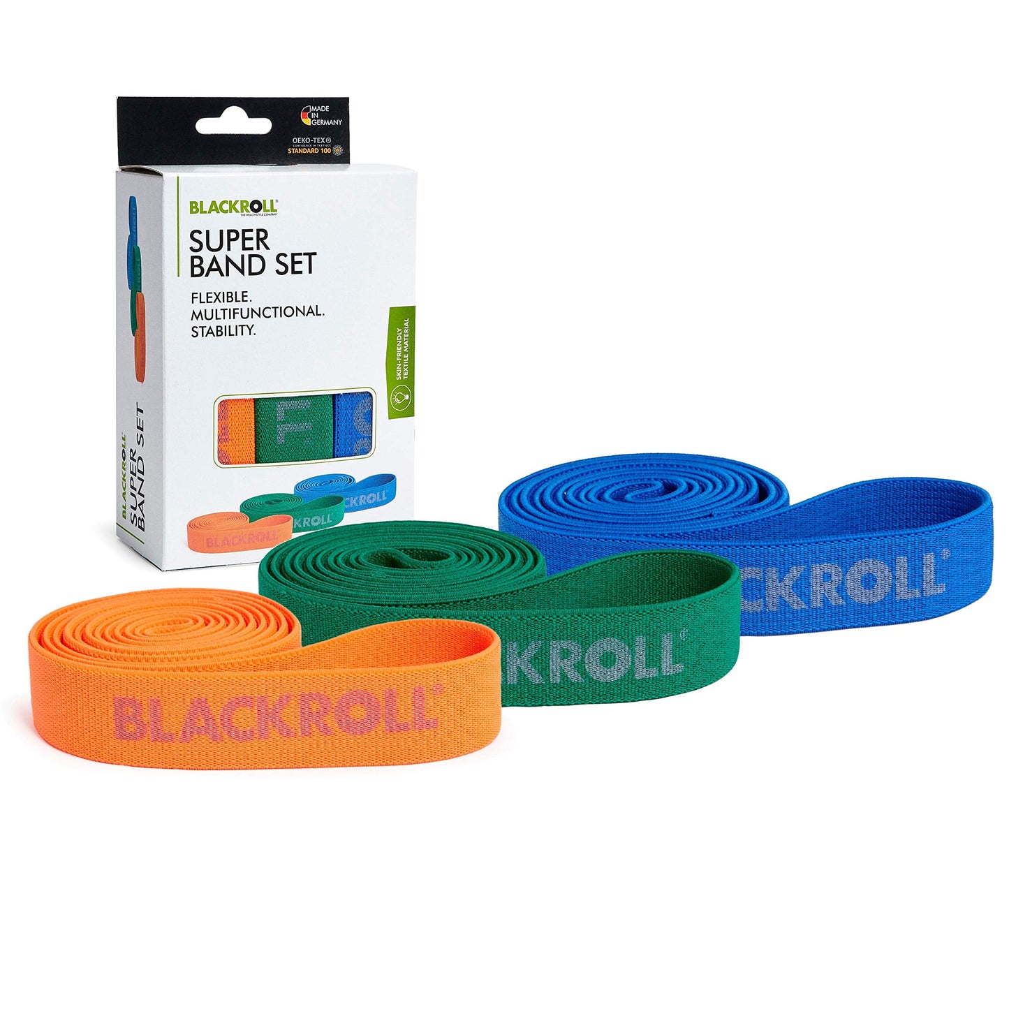 BLACKROLL? Super Band Fitness Band Set of 3, Exercise Bands for Strengthening Muscles, Flexible Resistance Bands in 3 Strengths: Light (Orange),