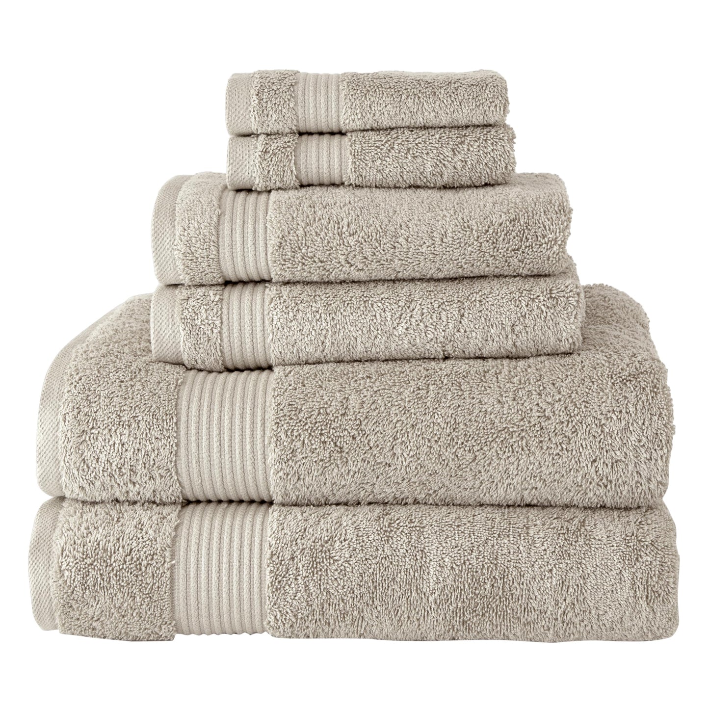BERIBO Turkish Towel Set 100% Cotton (Serenity) 6 Pieces, 620gsm (Brown Rice)
